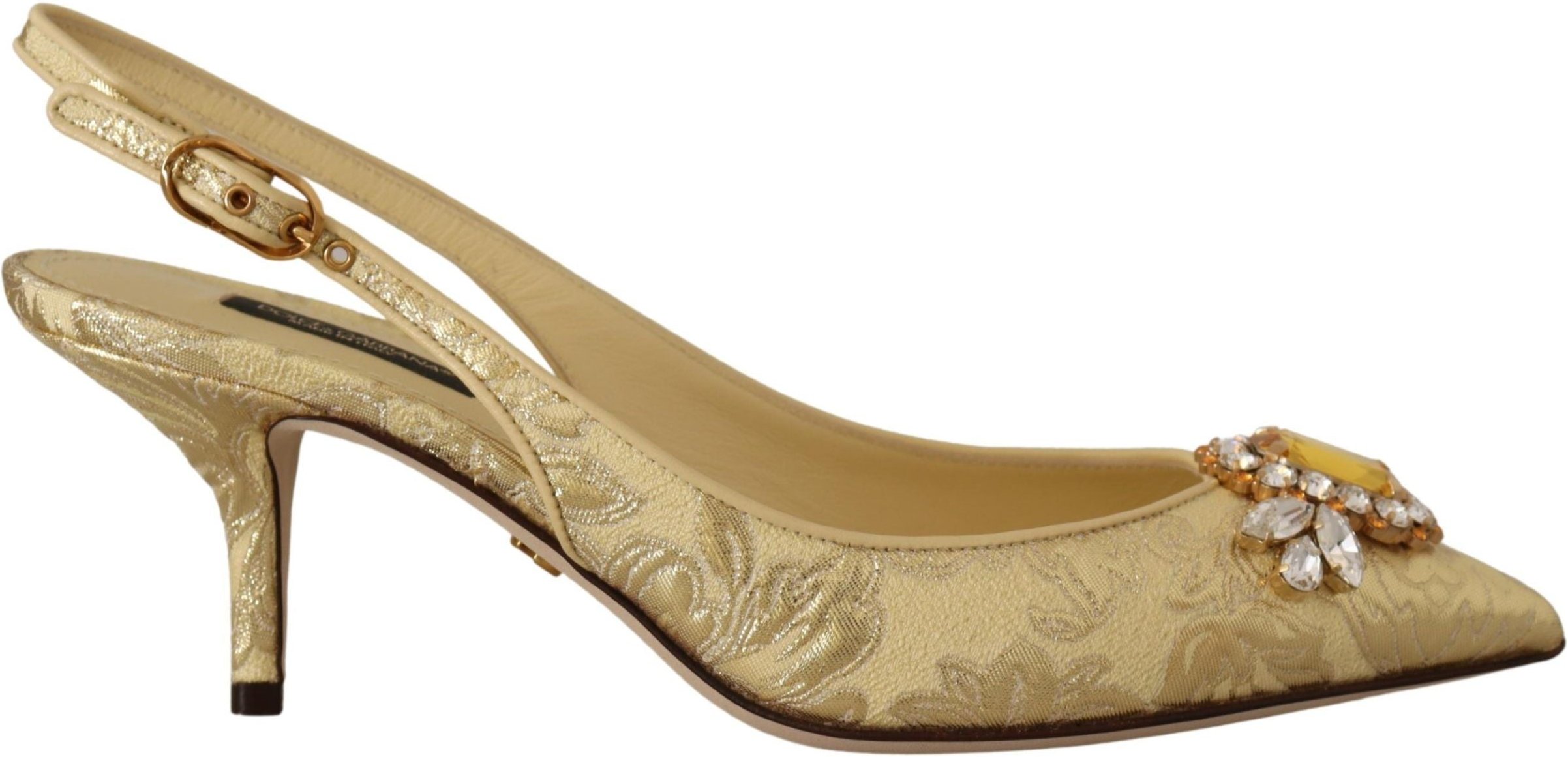 Dolce & Gabbana Gold Crystal Slingbacks Pumps Absatzschuhe