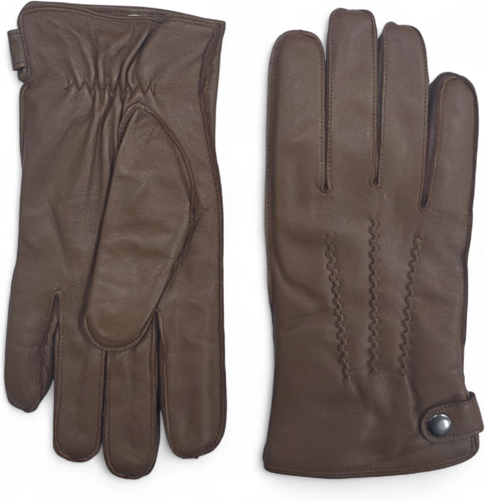 Herren-Winterhandschuhe aus hellbraunem italienischem Leder mit warmem Wollfutter, ideal zum Radfahren, Autofahren und f...