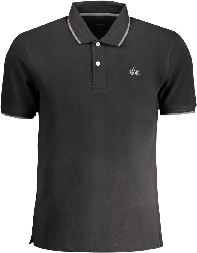 La Martina Schwarzes Baumwoll-Polohemd für Herren