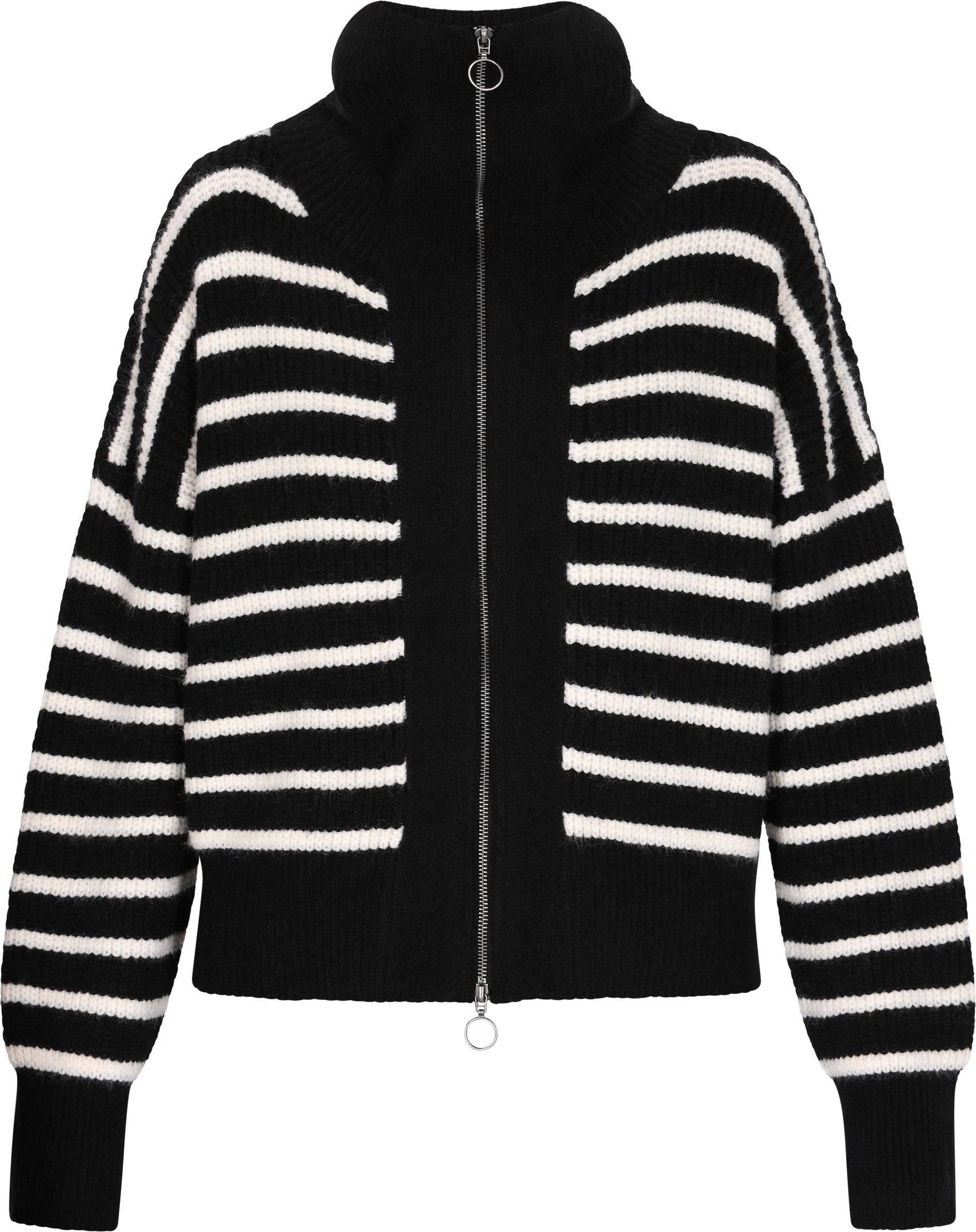 Dreimaster Strickjacke Damen schwarz-wollweiß