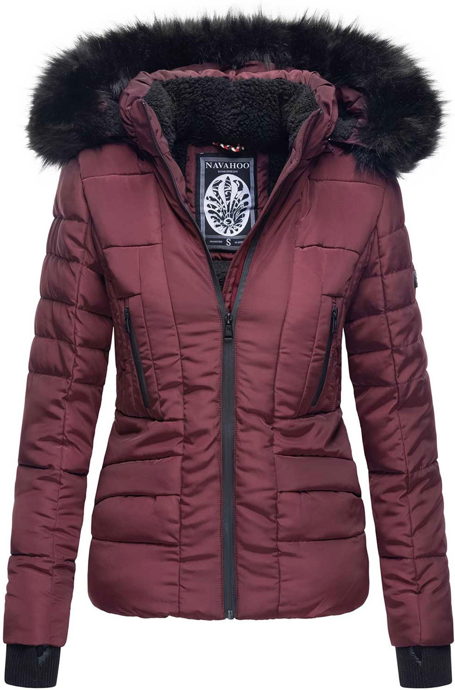 Navahoo Damen Winterjacke Adele – Warm, Mit Teddyfellfutter & Abnehmbarem Kunstfellkragen