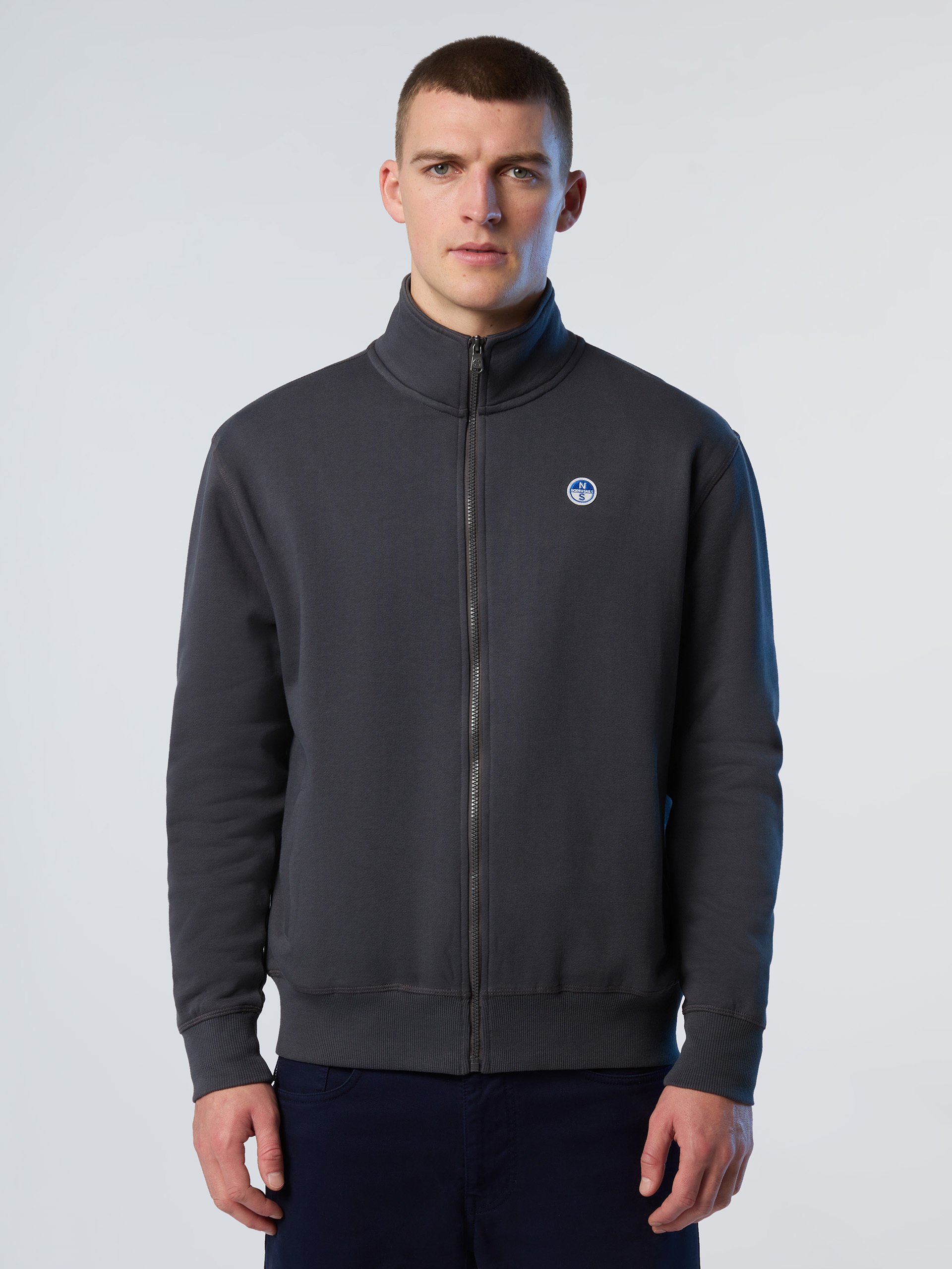 North Sails Sweatshirt Durchgehender Reißverschluss mit Logo-Patch