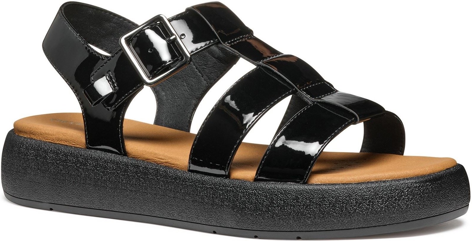 Geox D CAMALEI Synthetische Polyurethan Damen Schwarze Sandalen
