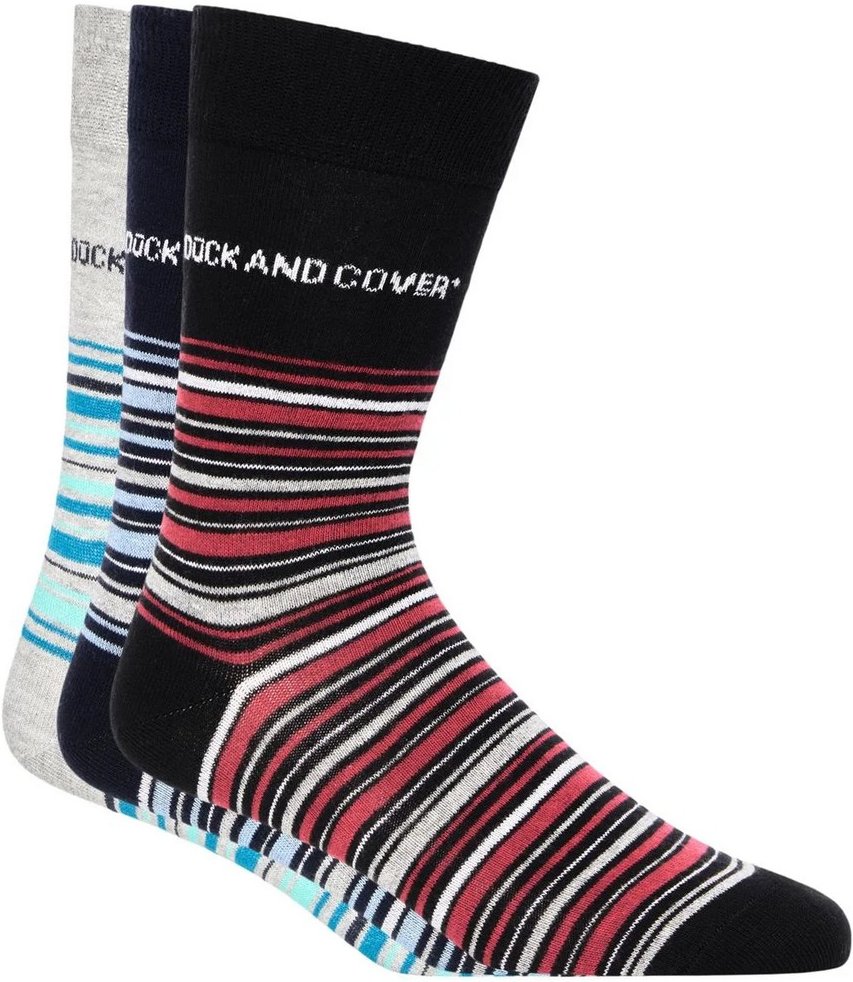 Duck and Cover - "Bilkons" Socken für Herren(3er-Pack) (Schwarz/Grau/Blau)