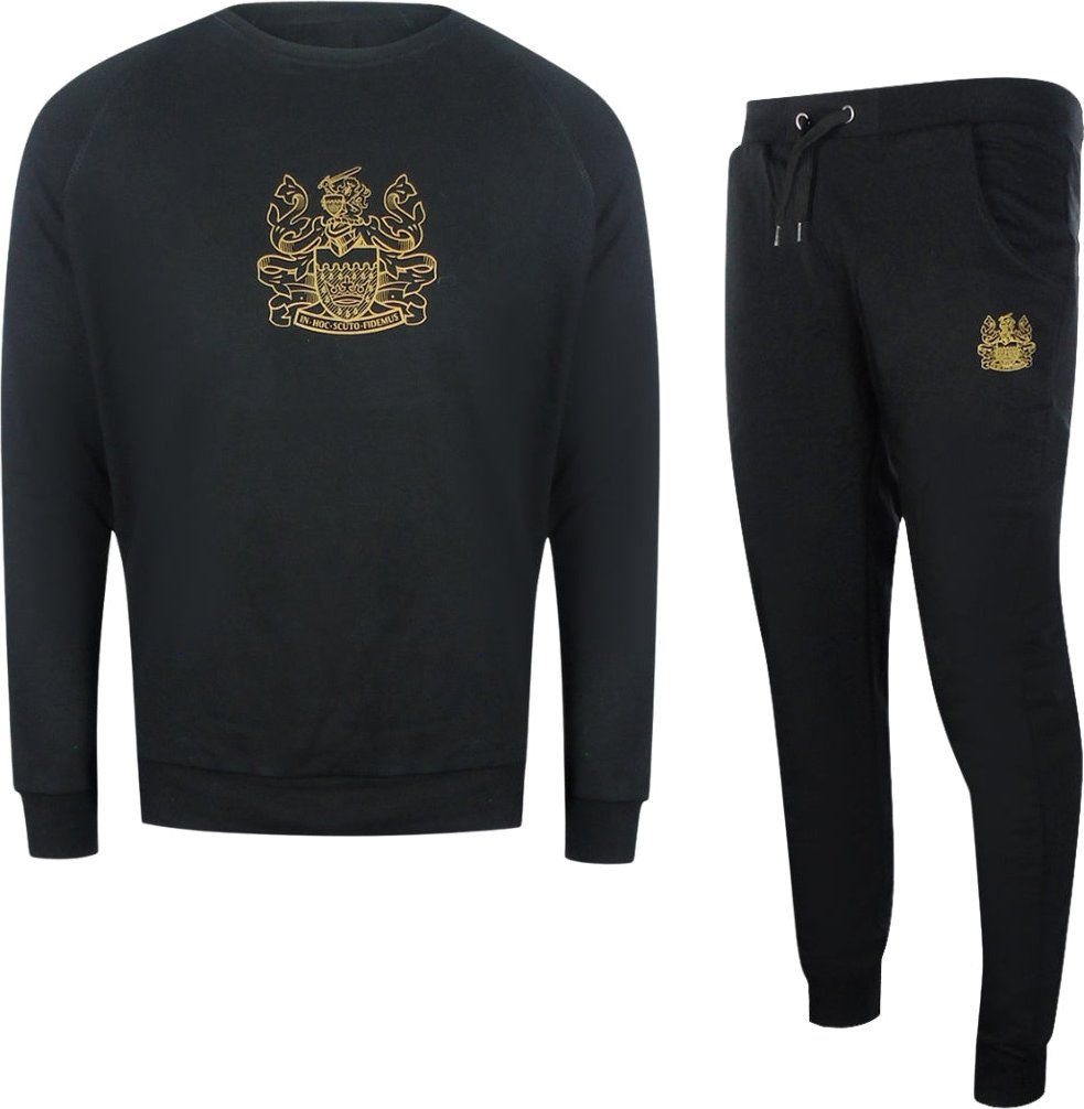 Aquascutum - Iconic Crest - Schwarzes Trainingsanzug-set Mit Rundhalsausschnitt