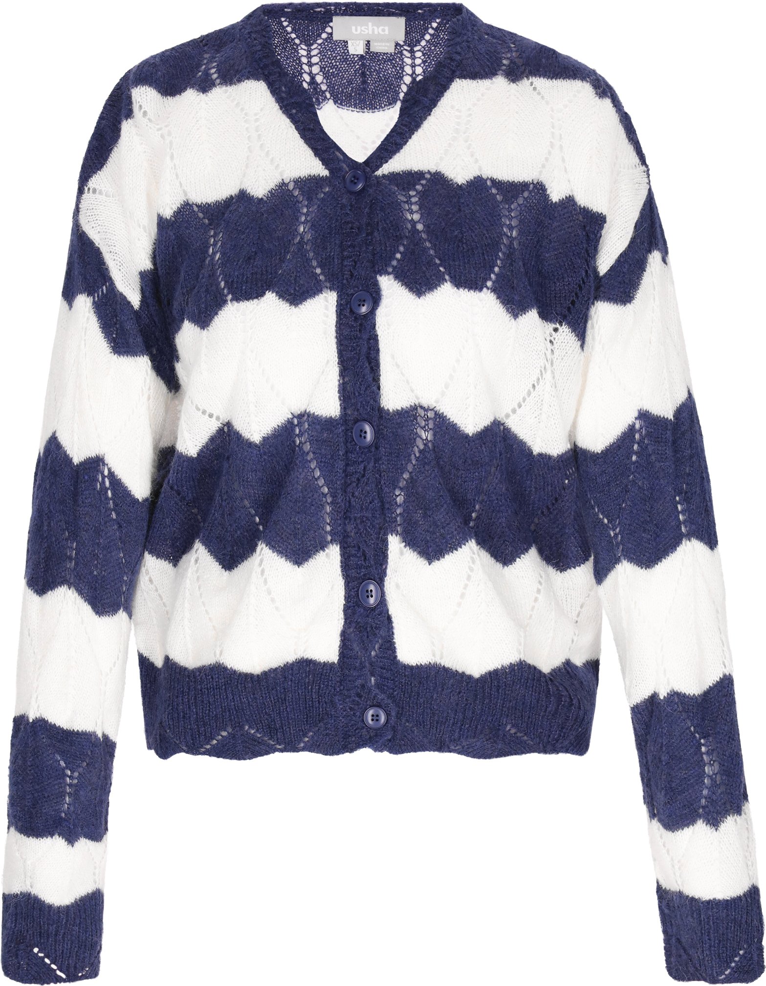 usha Strickjacke Frauen marineblau cremeweiß