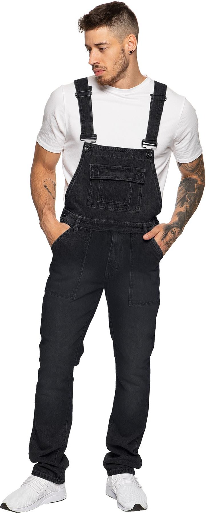 Enzo | Herren Denim Overall Latzhose - Schwarz