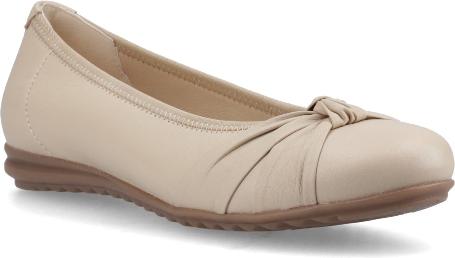 Hush Puppies Lilith Leder Damen Creme Standard Ballerinas