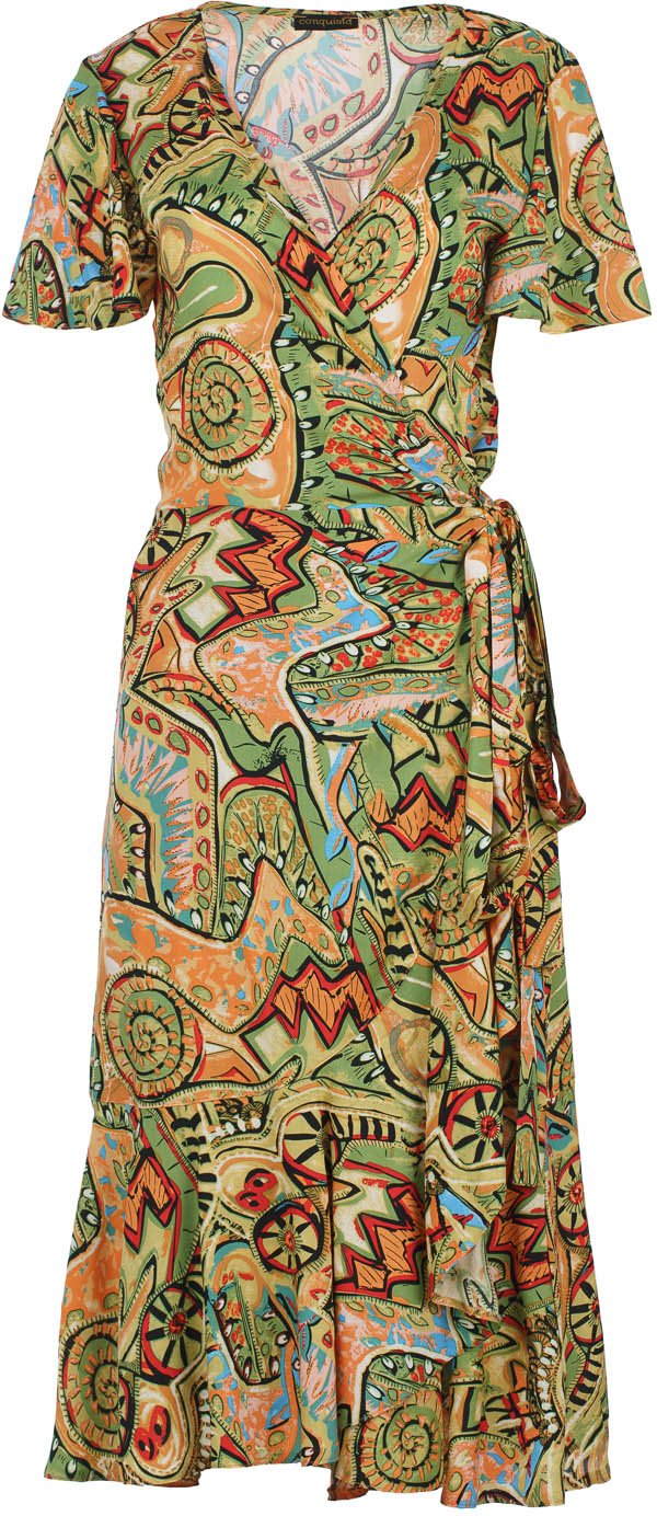 Thumbnail - Midi-Kleid aus Viskose mit Tribal-Rhapsodie-Muster