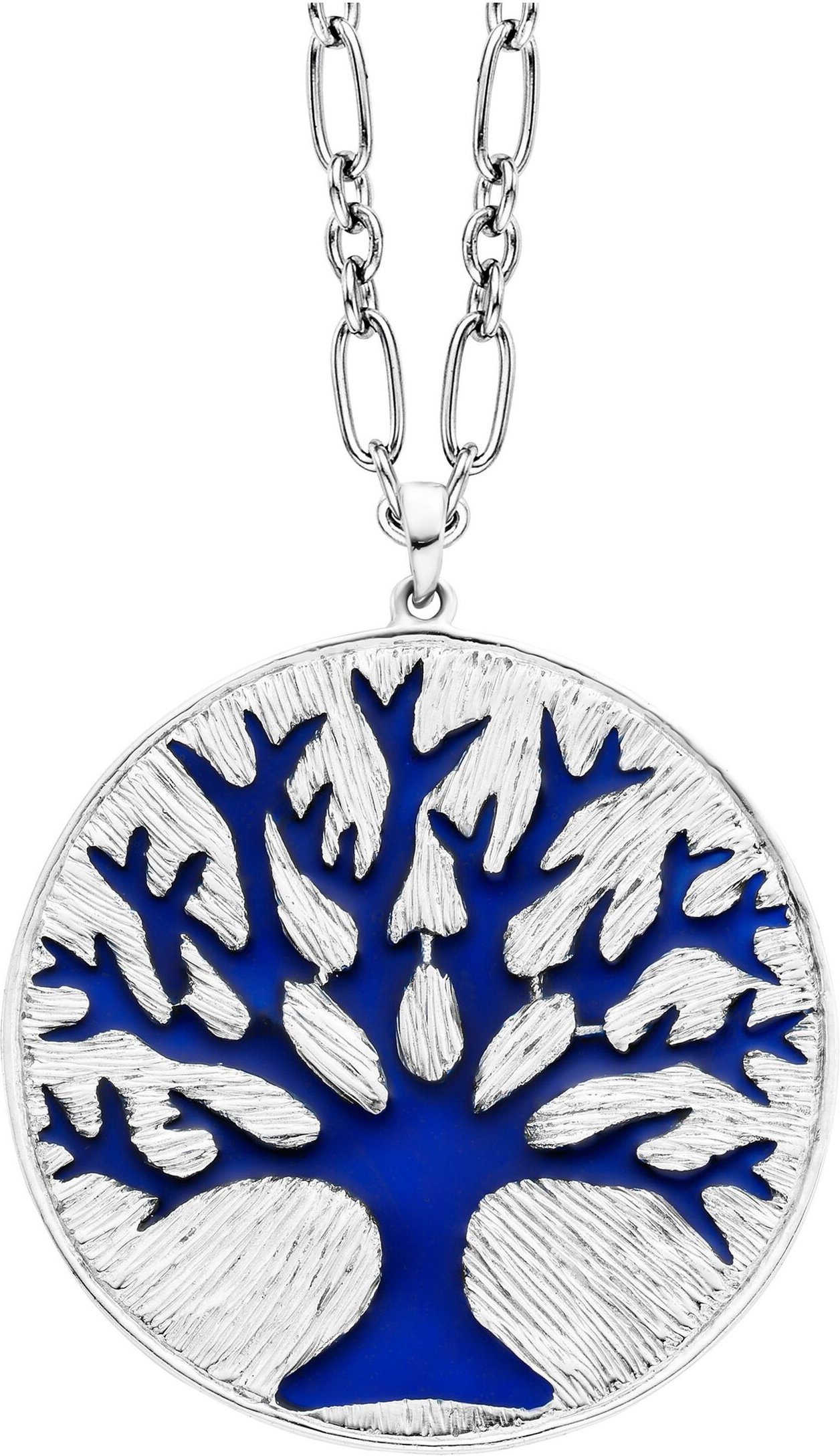 Julie Julsen Anhänger mit Kette 925 Silber Lebensbaum Emaille blau