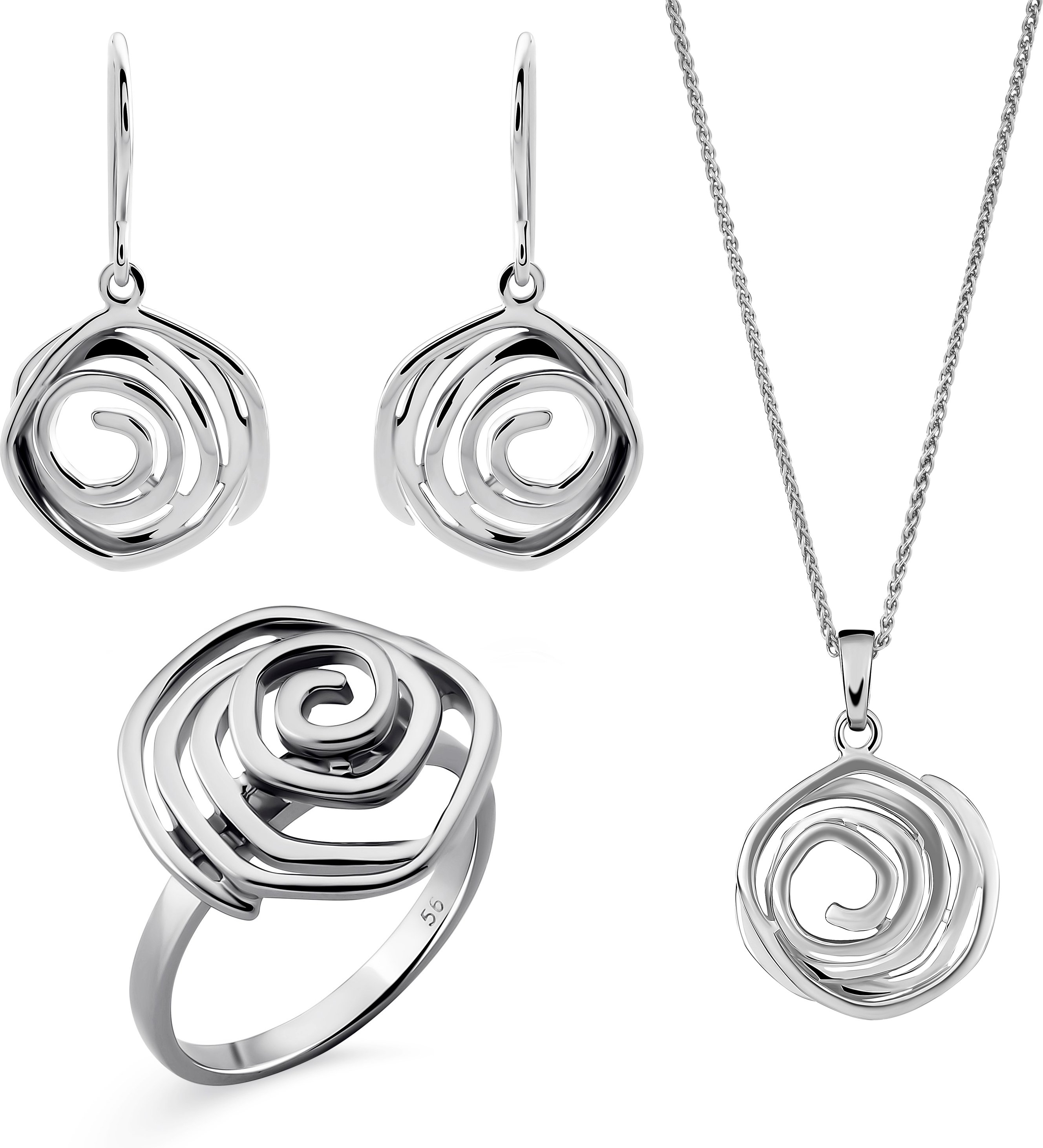 Orphelia 'Apolline' Damen-Set aus 925er Sterlingsilber: Halskette + Ohrringe + Ring – Silber SET-7500
