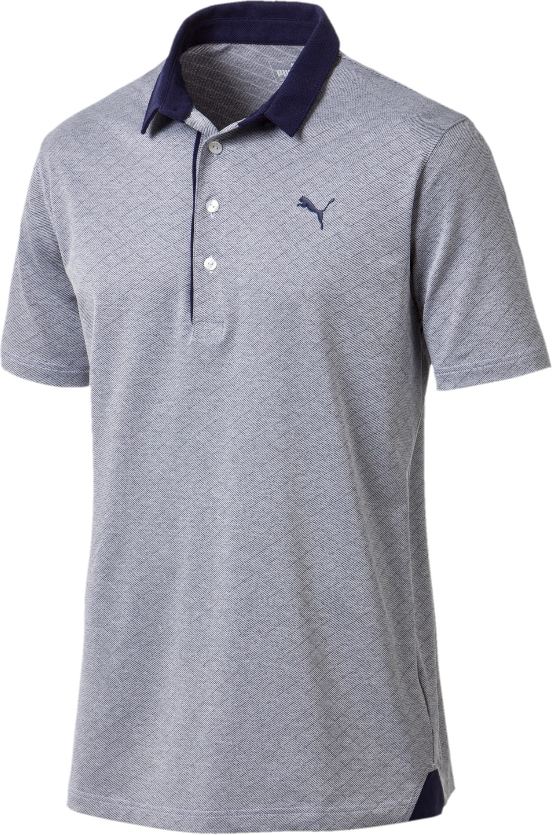 Puma Diamond Jaquard Grey/Navy Performance Fit Herren Golf Polo Shirt 576125 01