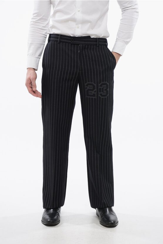 Nadelstreifen-Hose 23 Slim Fit aus Wollmischung in Blau