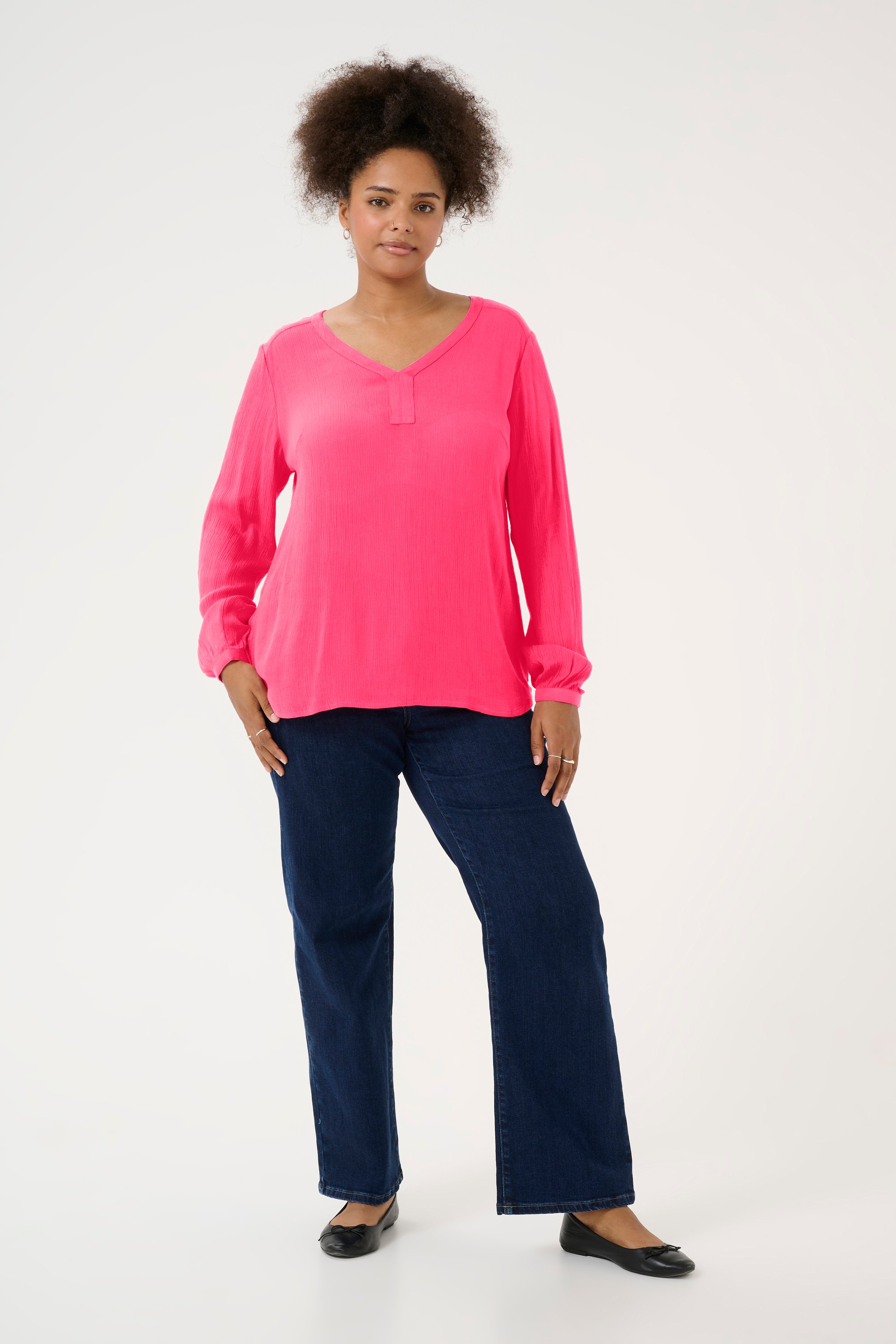Langarm-Bluse Regular fit Raspberry pink