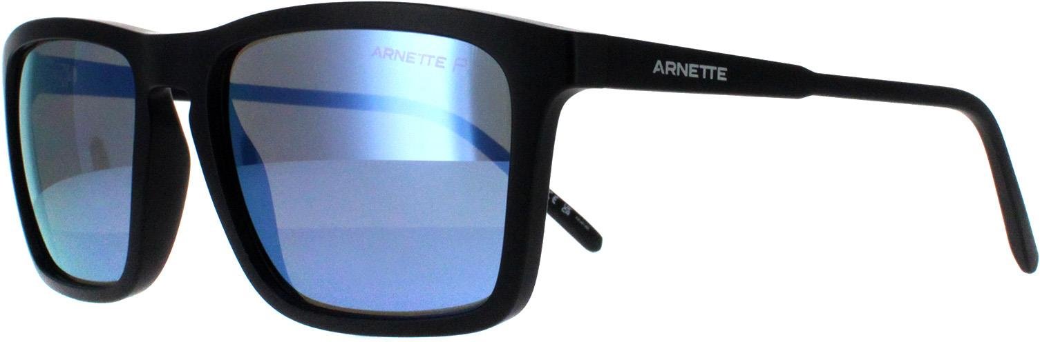 Arnette Rectangle Unisex Matte Schwarz Dunkel Grau Spiegel Wasser Polarisiert AN4283 Shyguy