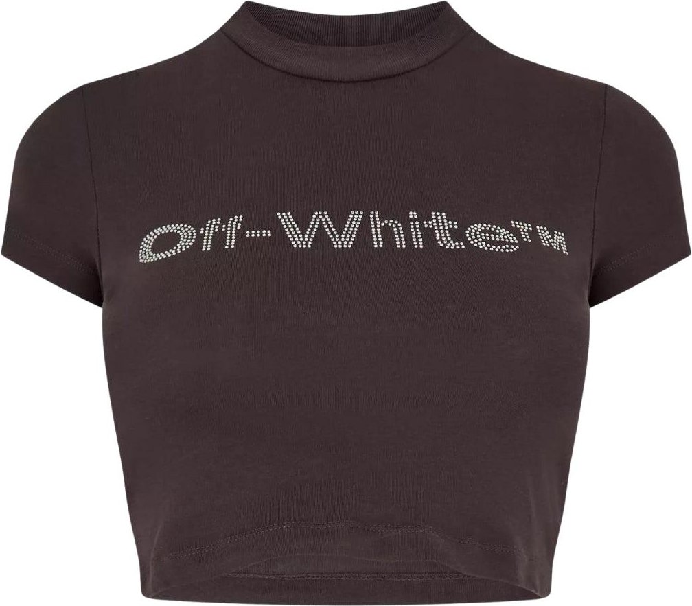 Off-White - "Bling Bounce" kurzes T-Shirt für Damen (Dunkelgrau)