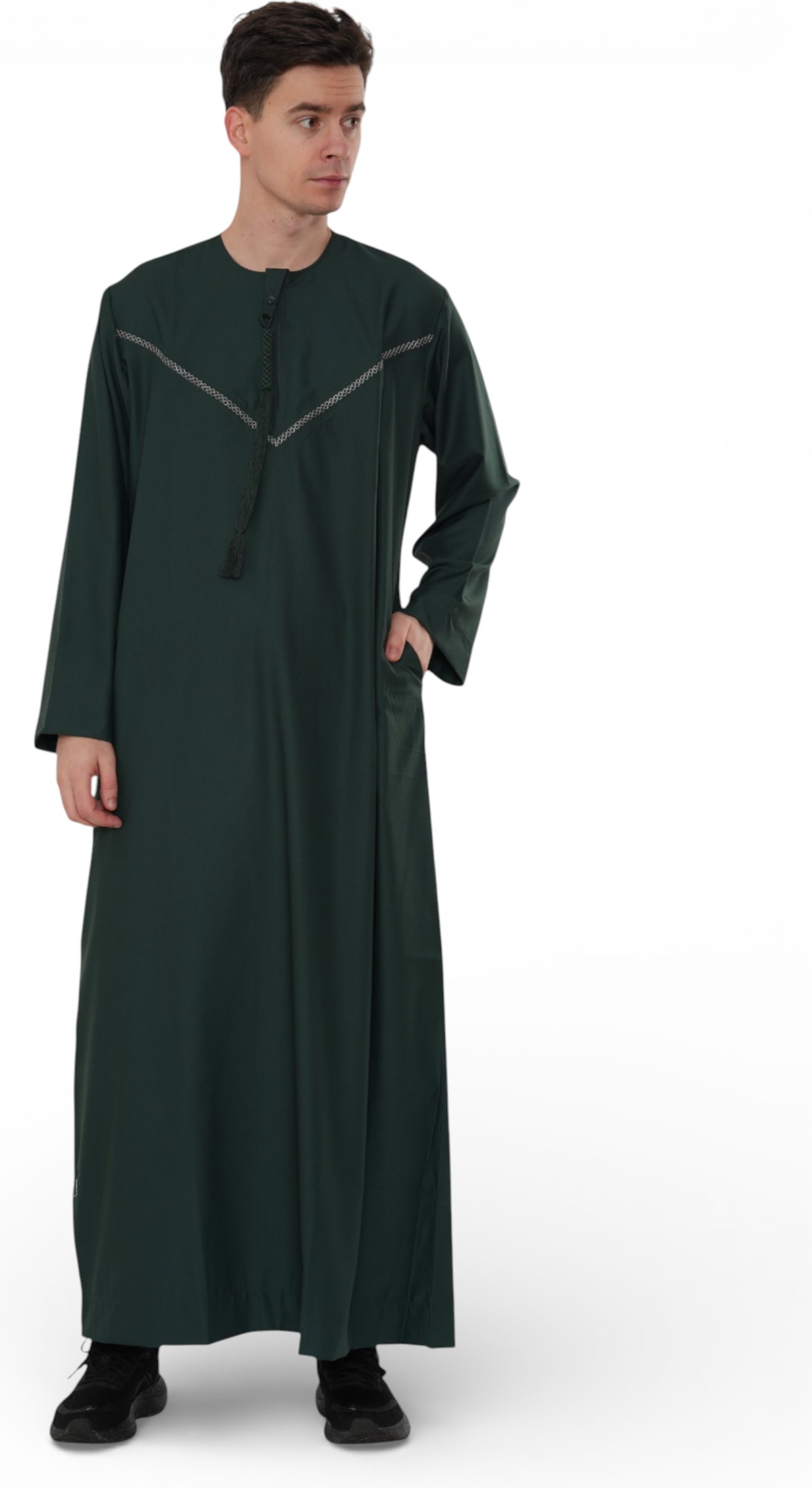 Herren Eid Grüne marokkanische Thobe Robe Djellaba Ramadan Eid Jubba- HM10