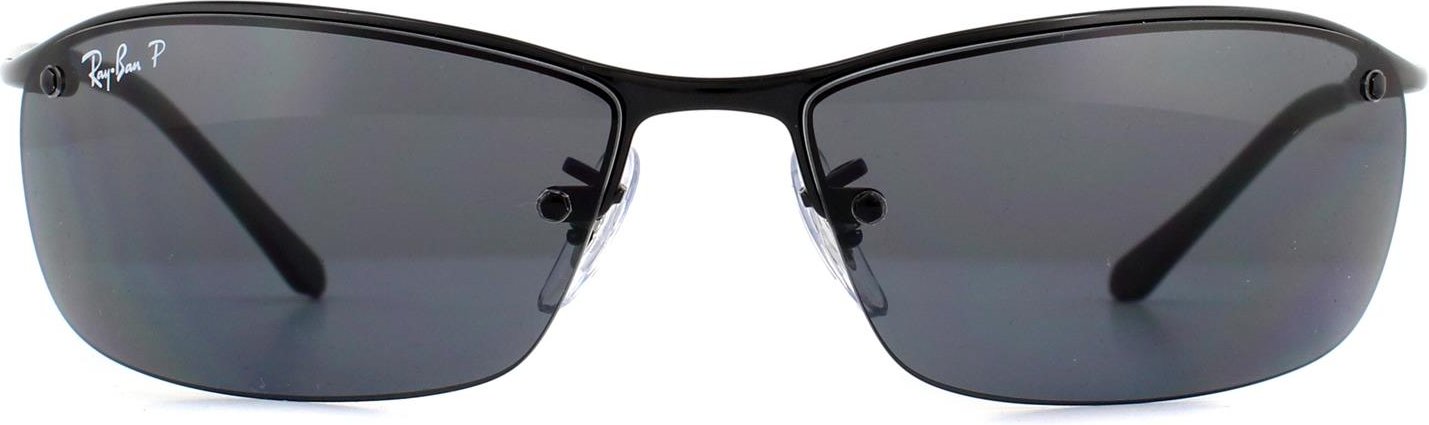 Rayban Sonnenbrille Top Bar 3183 Glänzend Schwarz Polarisiert Grau 002/81