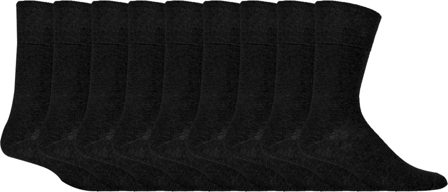 Gentle Grip - 9 Paar nicht elastische Socken aus weicher Baumwolle für Herren - schwarz