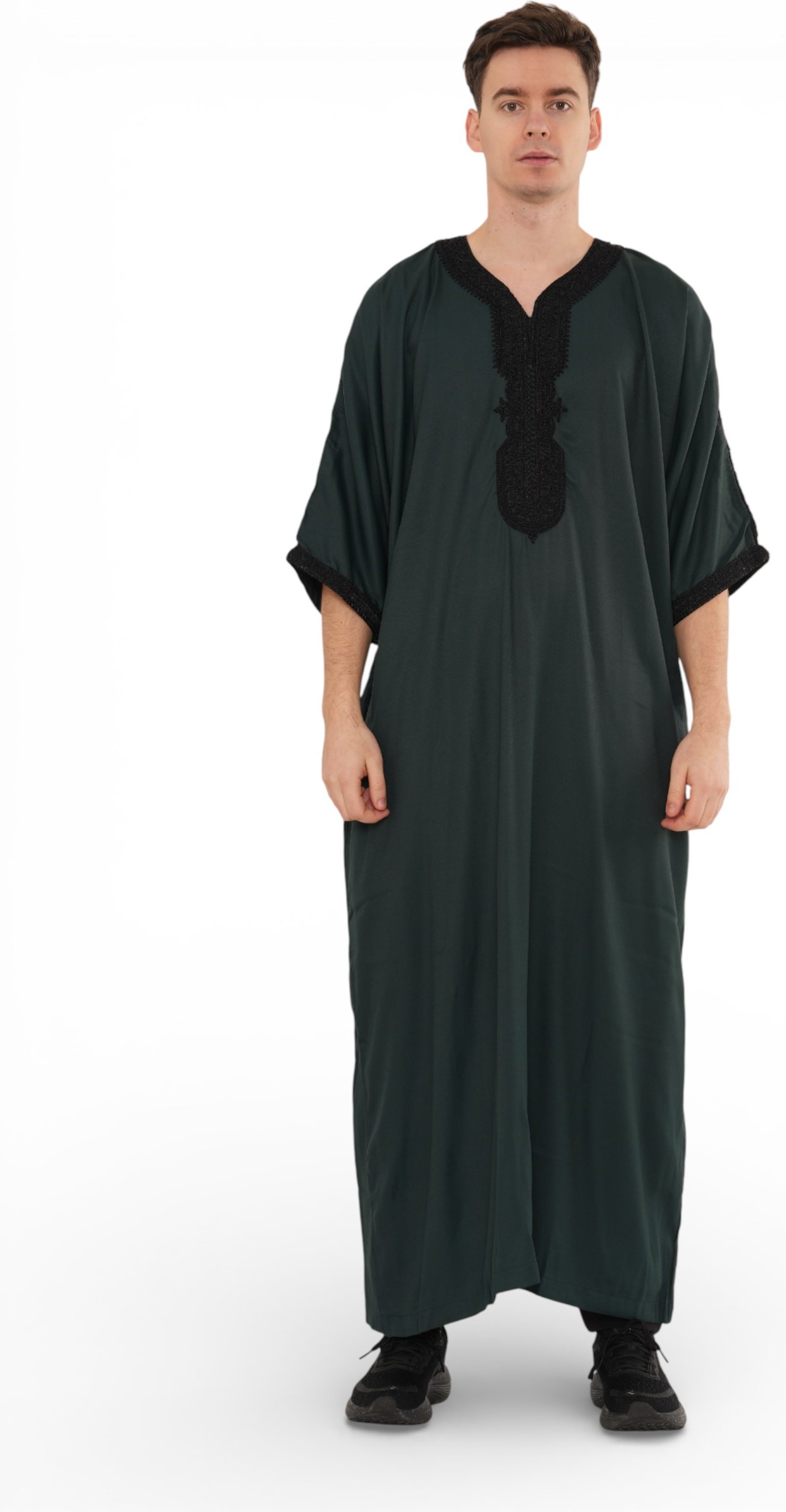 Herren Grün Schwarz Marokkanischer Thobe Jubba Robe Eid Djellaba Gandoura