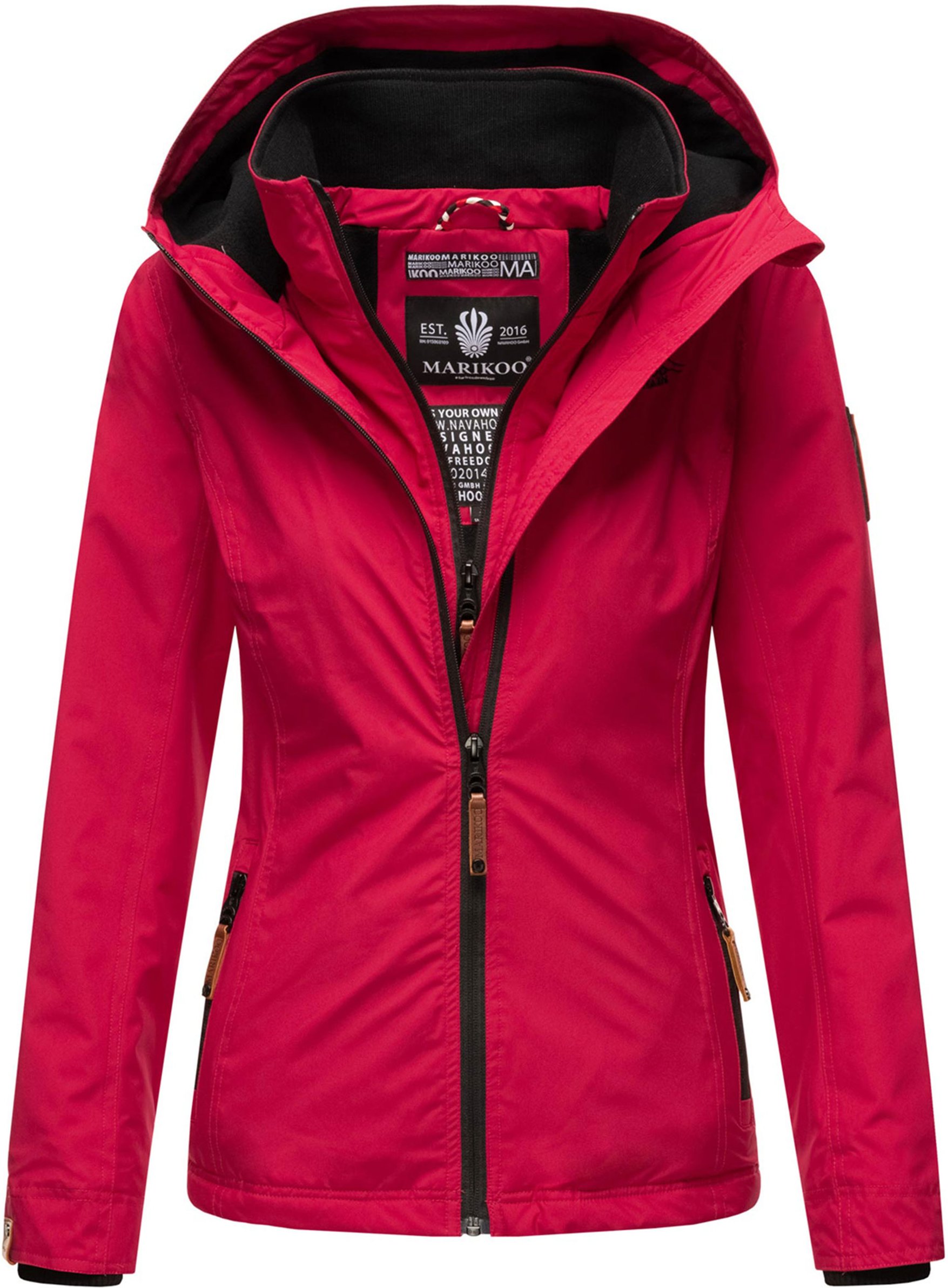 Marikoo Damen Übergangsjacke Erdbeere mit Doppelkragen & Fleece-Innenfutter