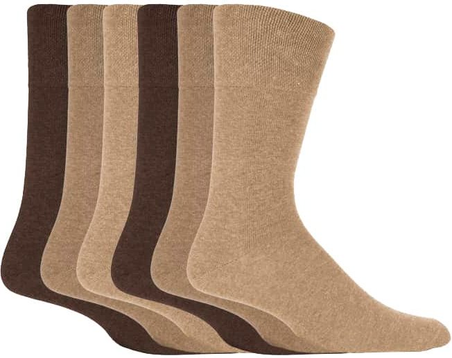 Gentle Grip - Herren Socken Bigfoot Honeycomb Top Cotton Rich 6er Pack - SOMRJ Braun