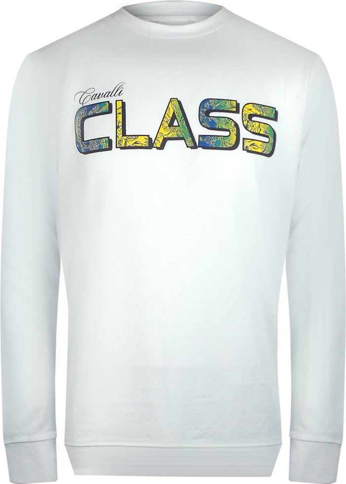 Cavalli Class Sweatshirt Mit Leuchtendem Blumenlogo In Off-white