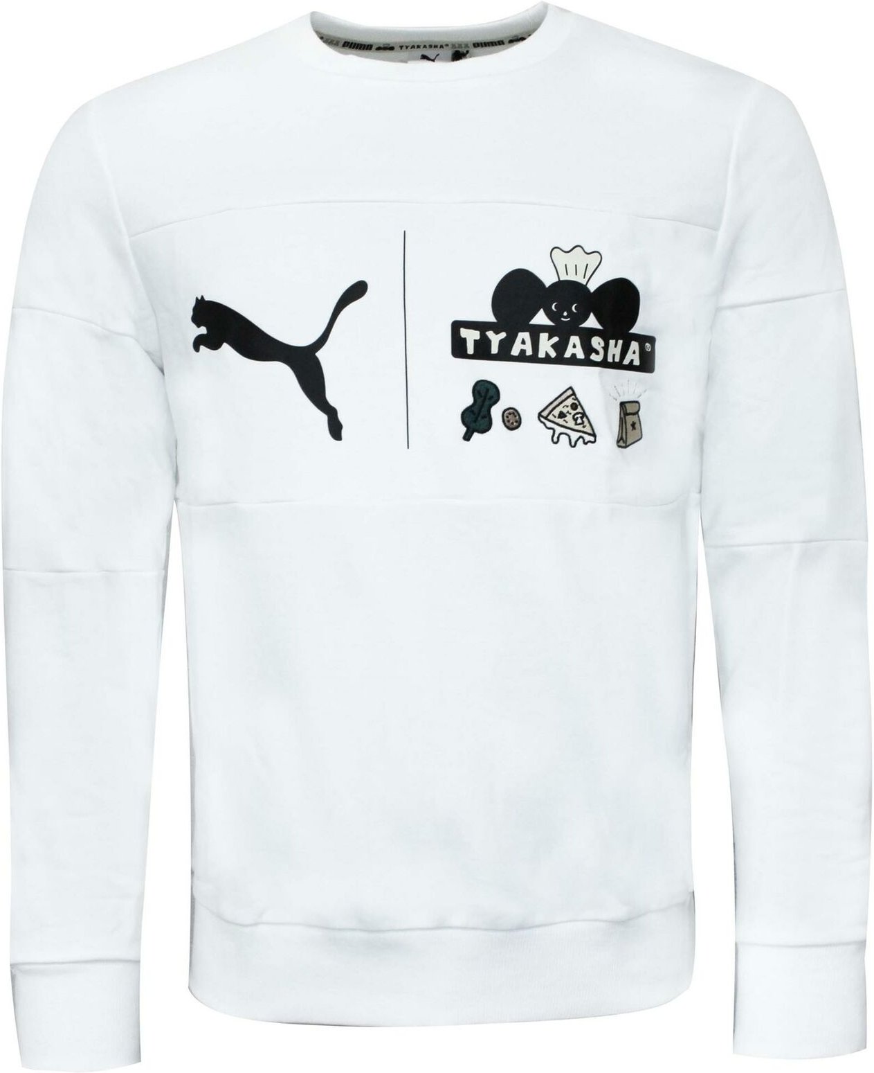 Puma x Tyakasha Herren Crew Sweatshirt Grafikdruckspuller Weiß 578421 02