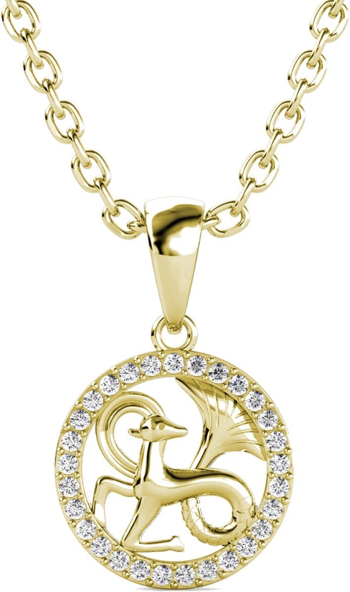 Steinbock Sternzeichen Anhänger - Gold und Kristall