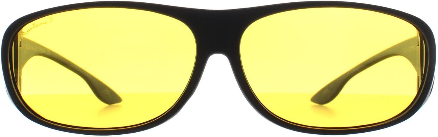 Montana Rectangle Unisex Matte Schwarz Gelb Polarized FO2 Fit Over Glasses Night Driving Sunglasses