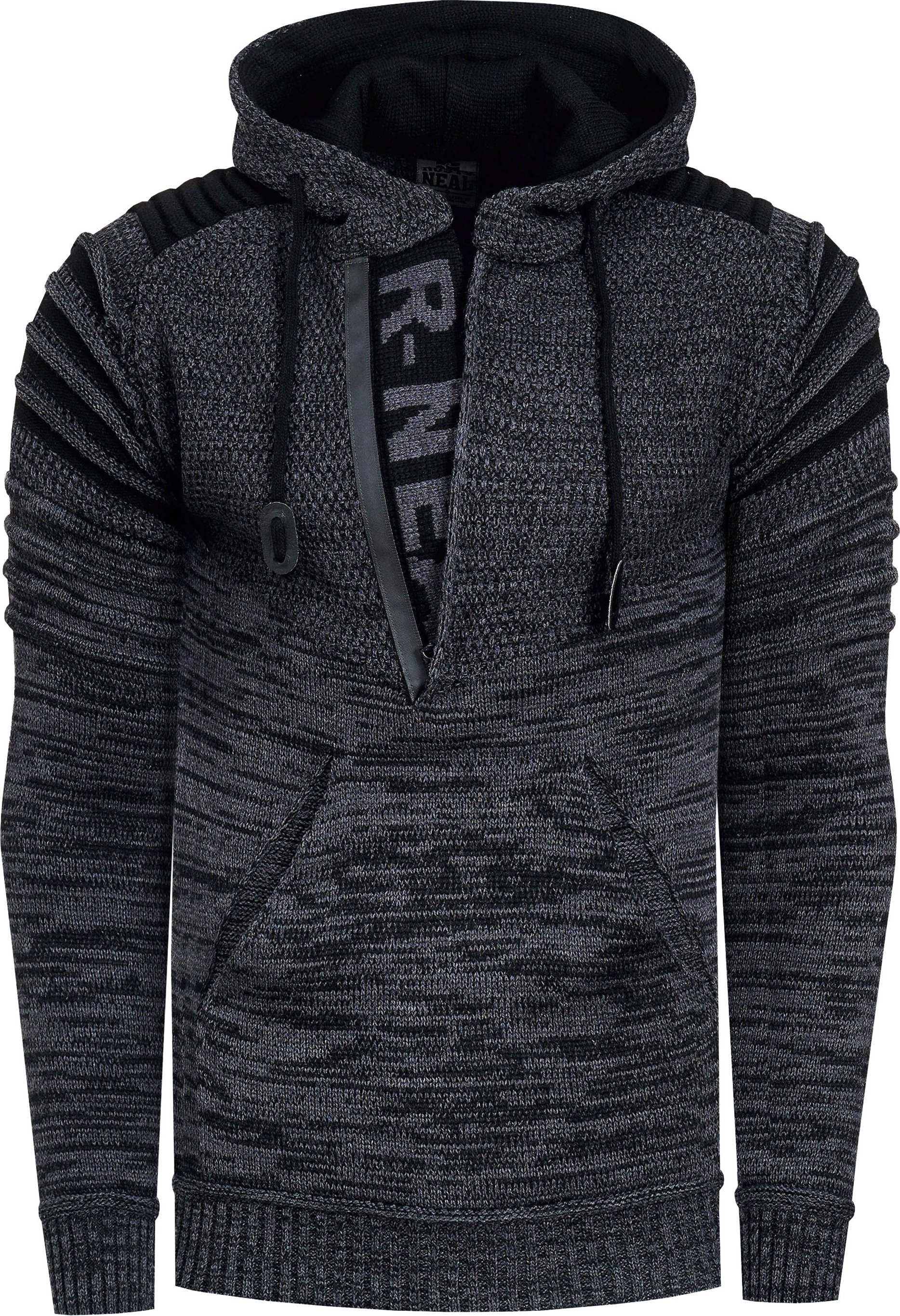 Thumbnail - 1/2 Zip Grobstrick Future Kapuzen-Pullover