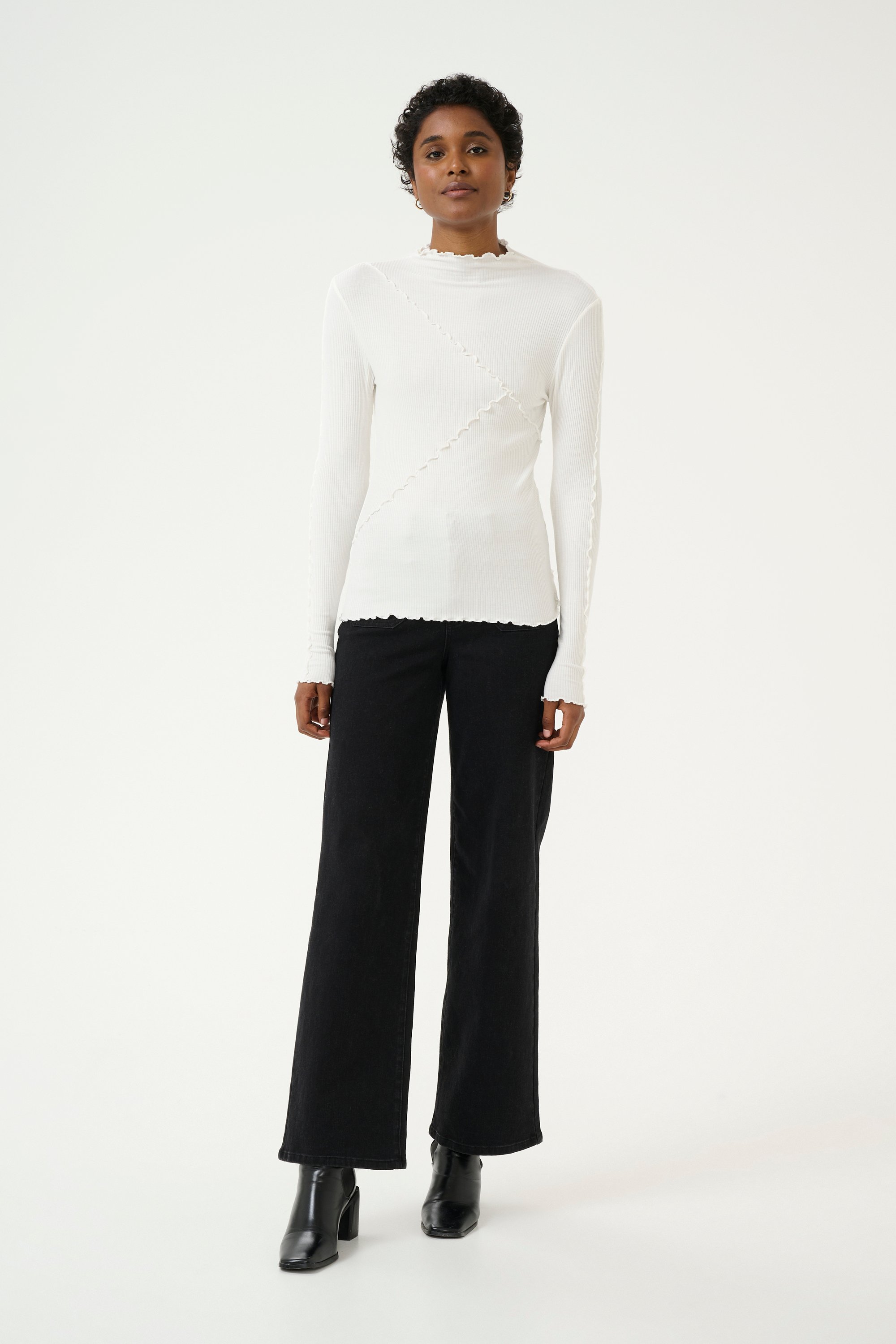 Langarm-Bluse Regular fit Chalk white