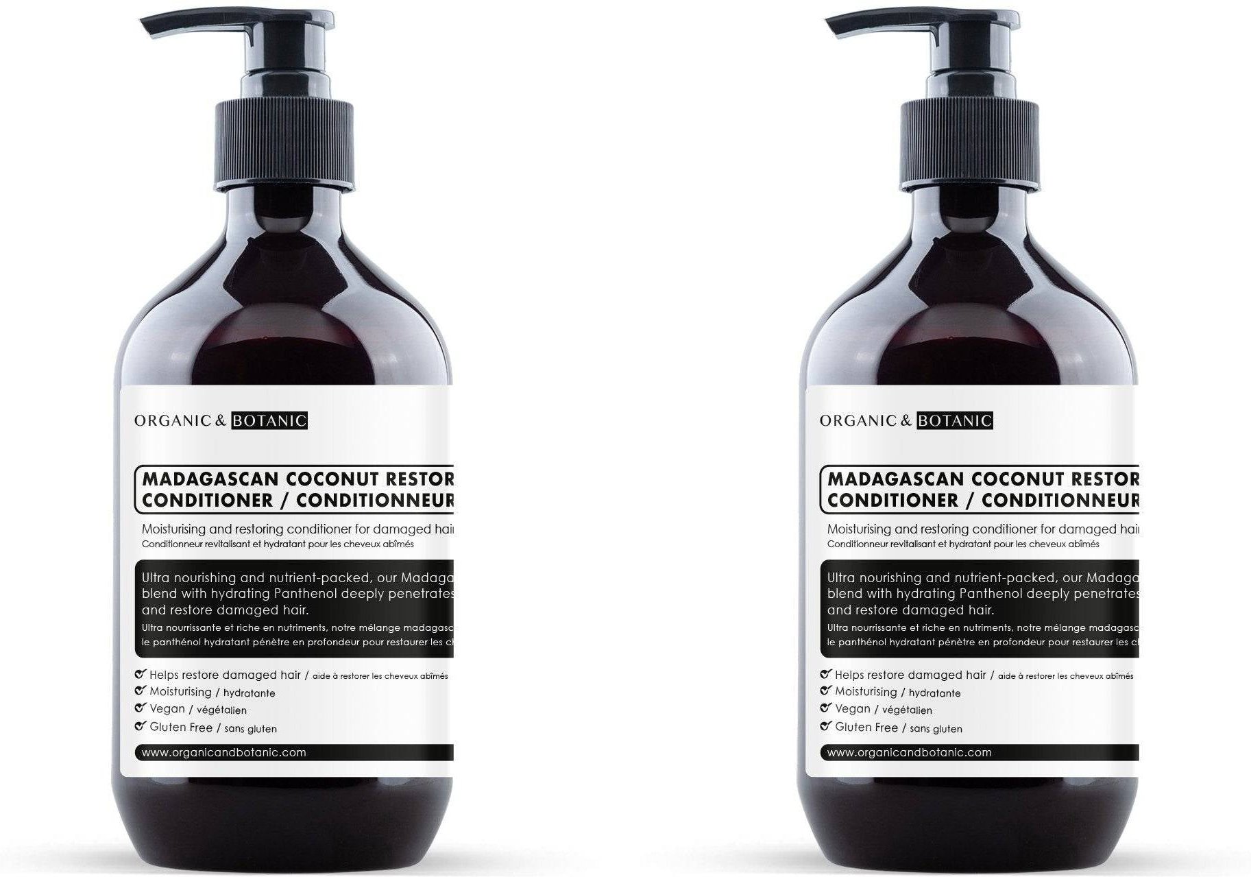 Organic & Botanic Madagaskar Kokosnuss Wiederherstellender Conditioner 500ml x 2 Duo-Pack