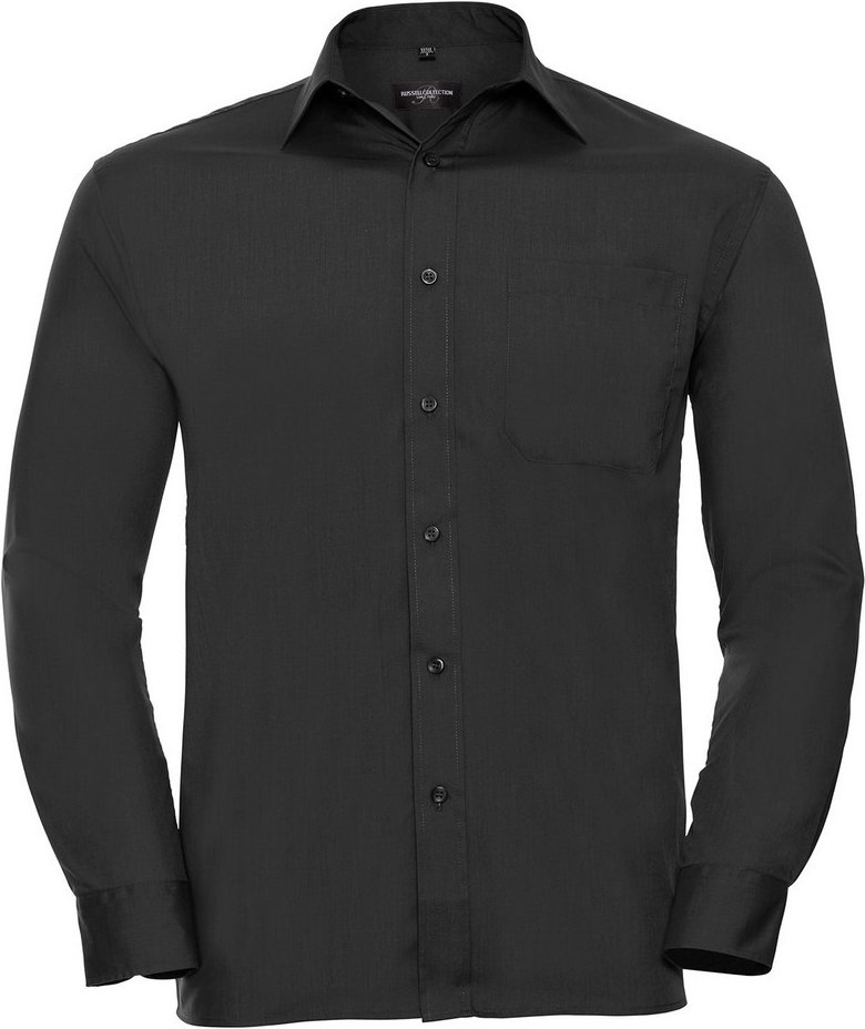 Russell Collection - Hemd Pflegeleicht für Herren Langärmlig (Schwarz)