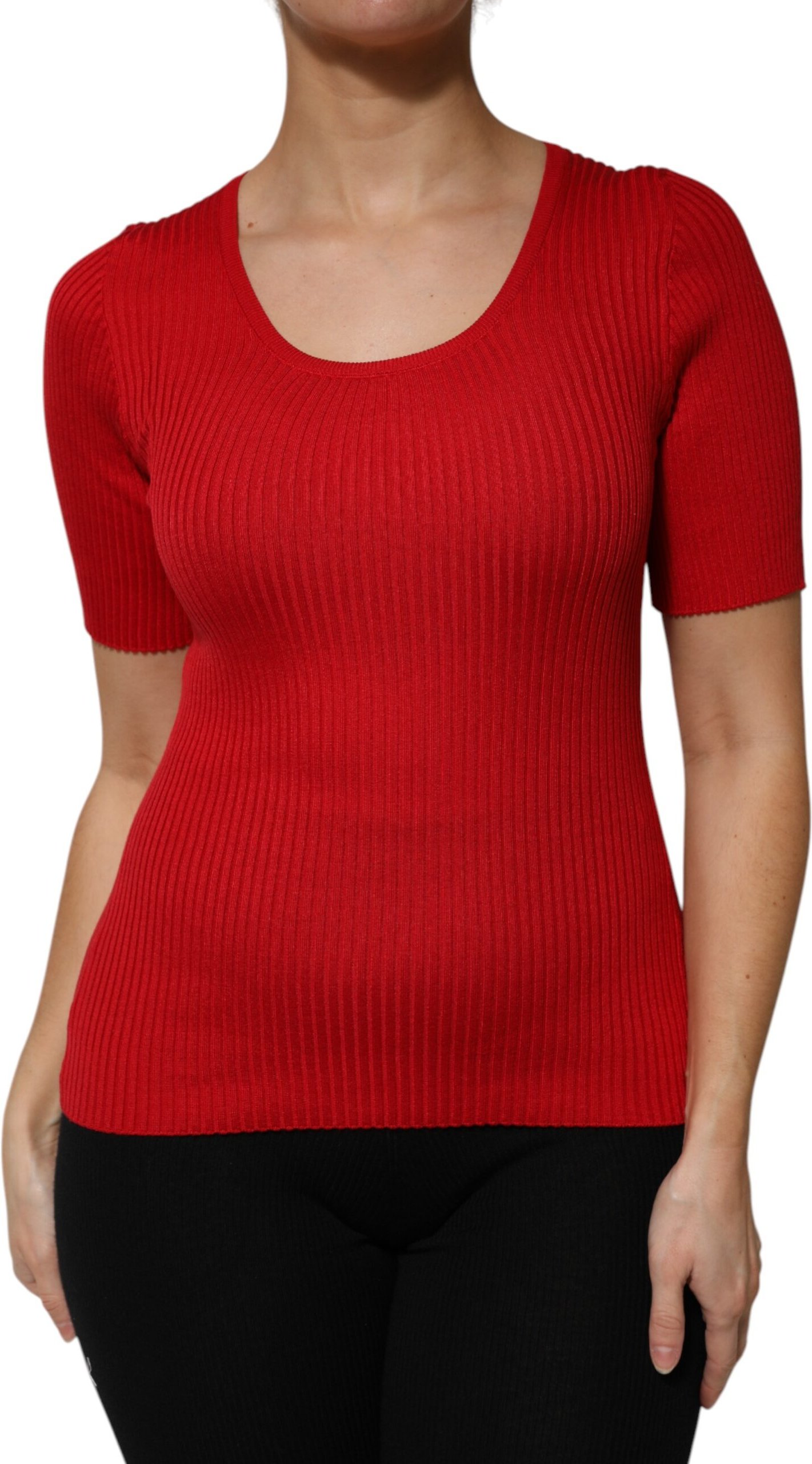 Rippstrick T-Shirt mit kurzen Ärmeln