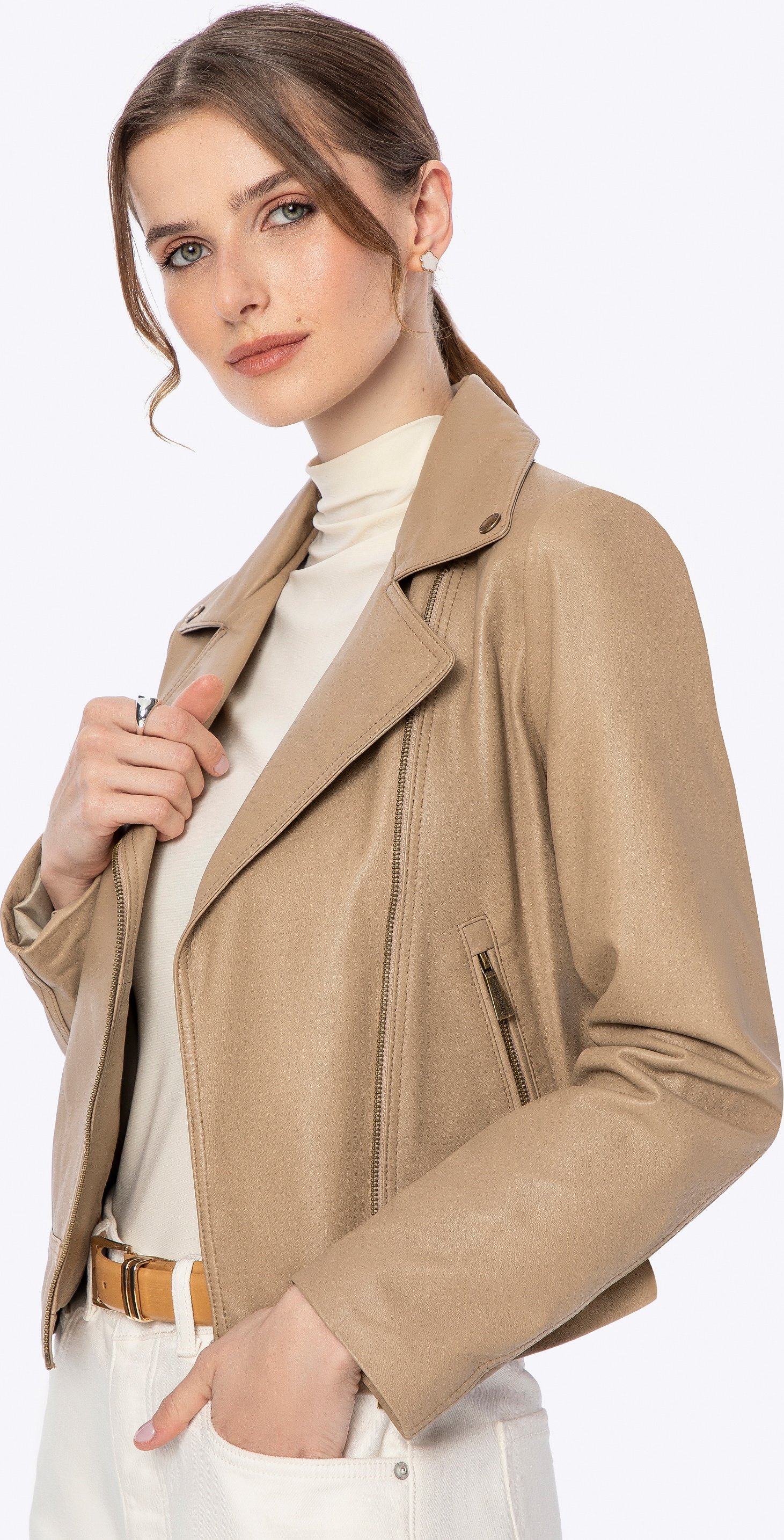 Wittchen Damen-Bikerjacke aus Naturleder, beige