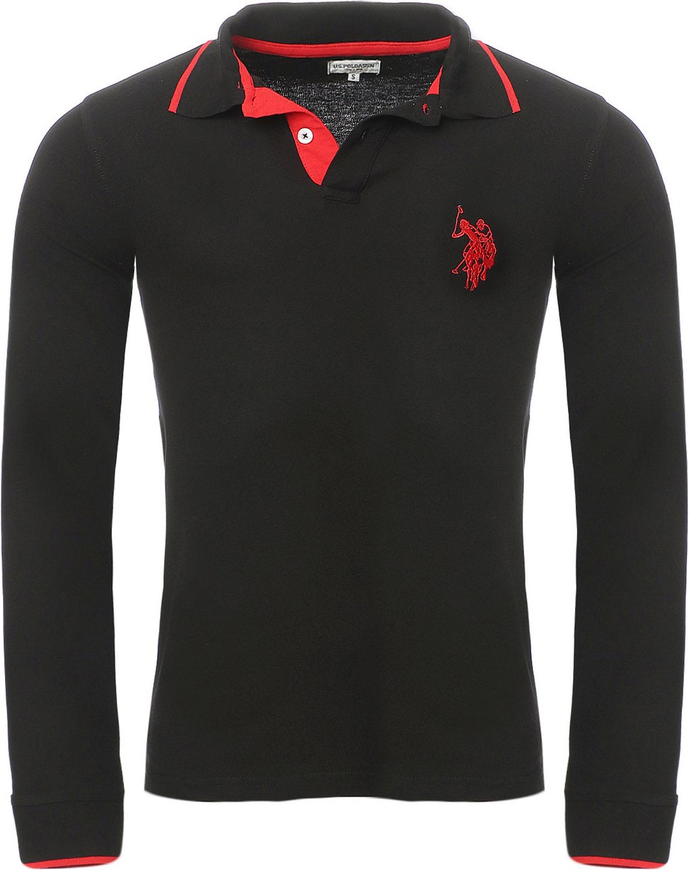 Thumbnail - U.S. Polo Assn. Langarm Poloshirt in Schwarz