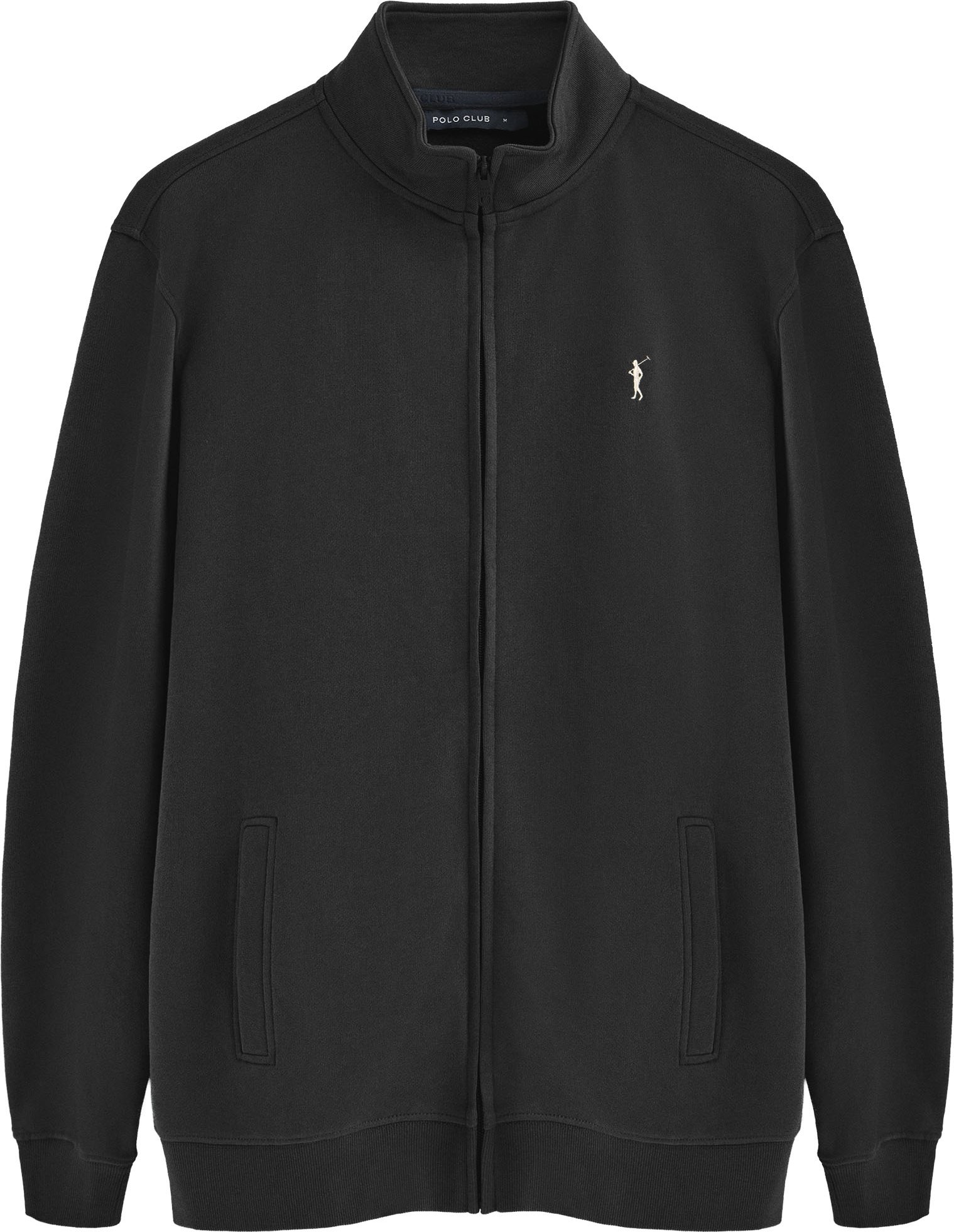 Sweatshirt schwarz mit hohem Kragen, Reißverschluss und Rigby Go-Logo