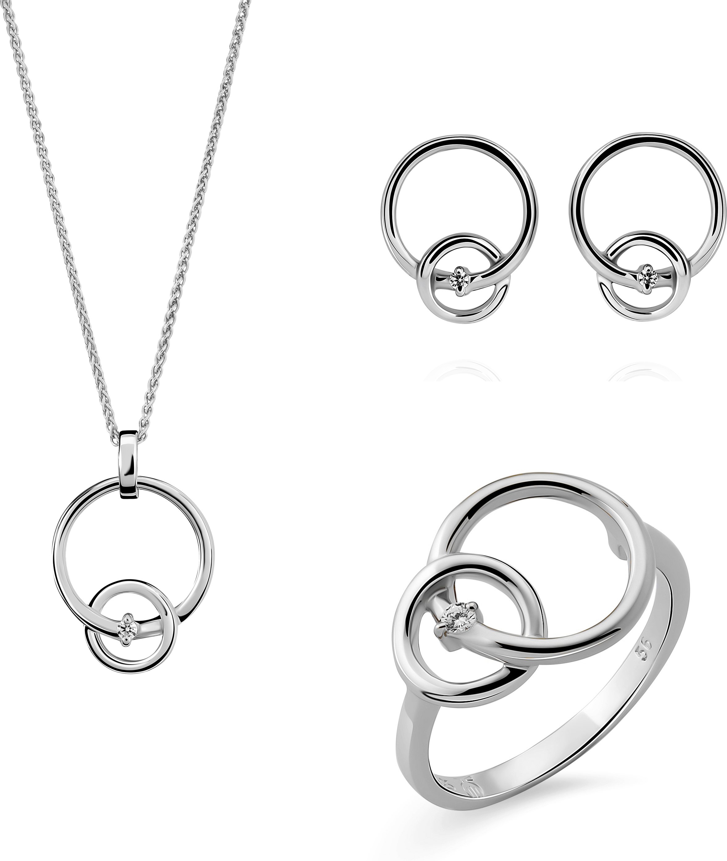Orphelia 'Antoine' Damen-Set aus 925er Sterlingsilber: Halskette + Ohrringe + Ring – Silber SET-7503