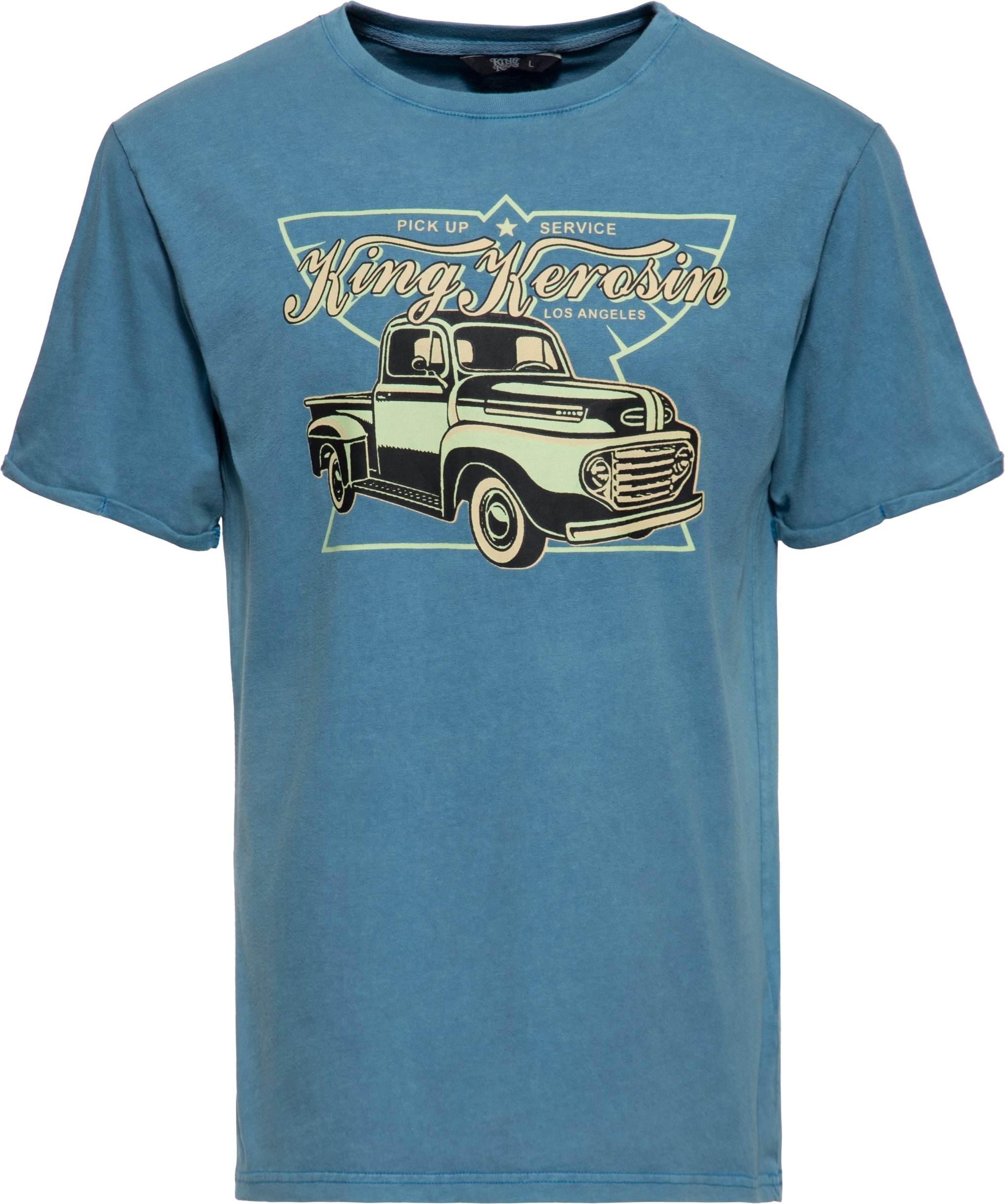 King Kerosin Herren Print T-Shirt Pick Up Service himmelblau