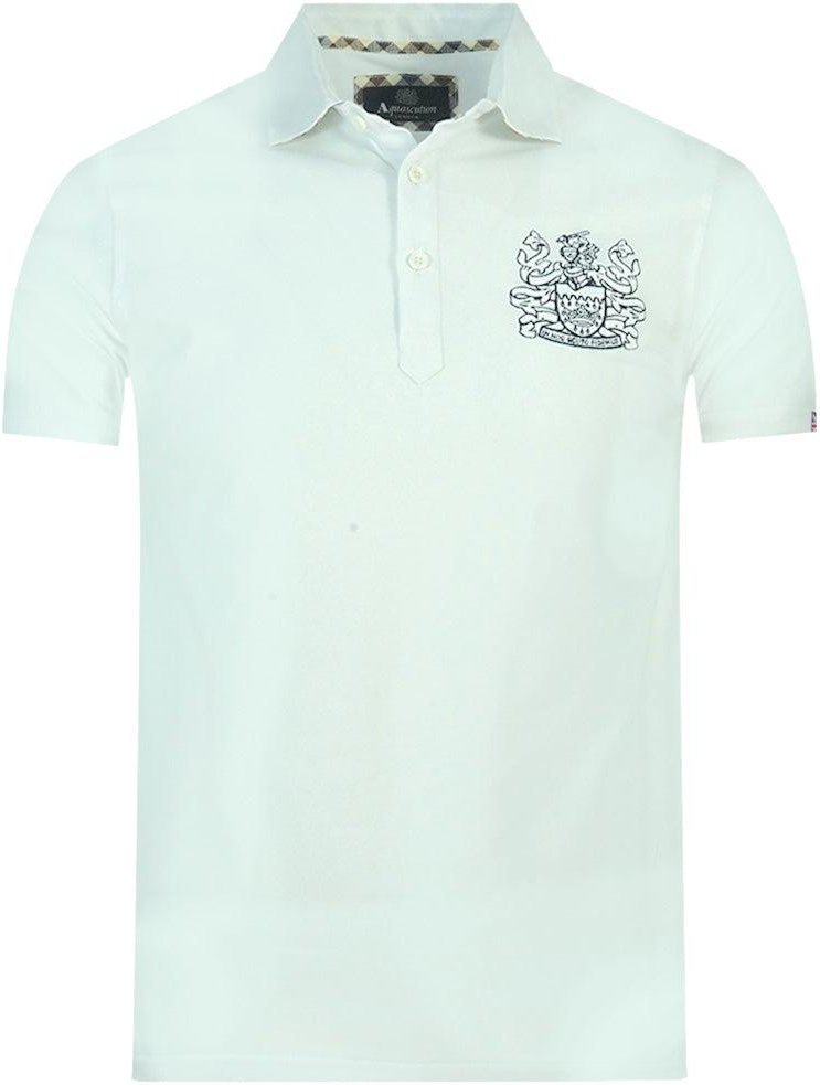 Aquascutum Unisex Erwachsenen Aldis Brustlogo Polo-Shirt (Weiß)