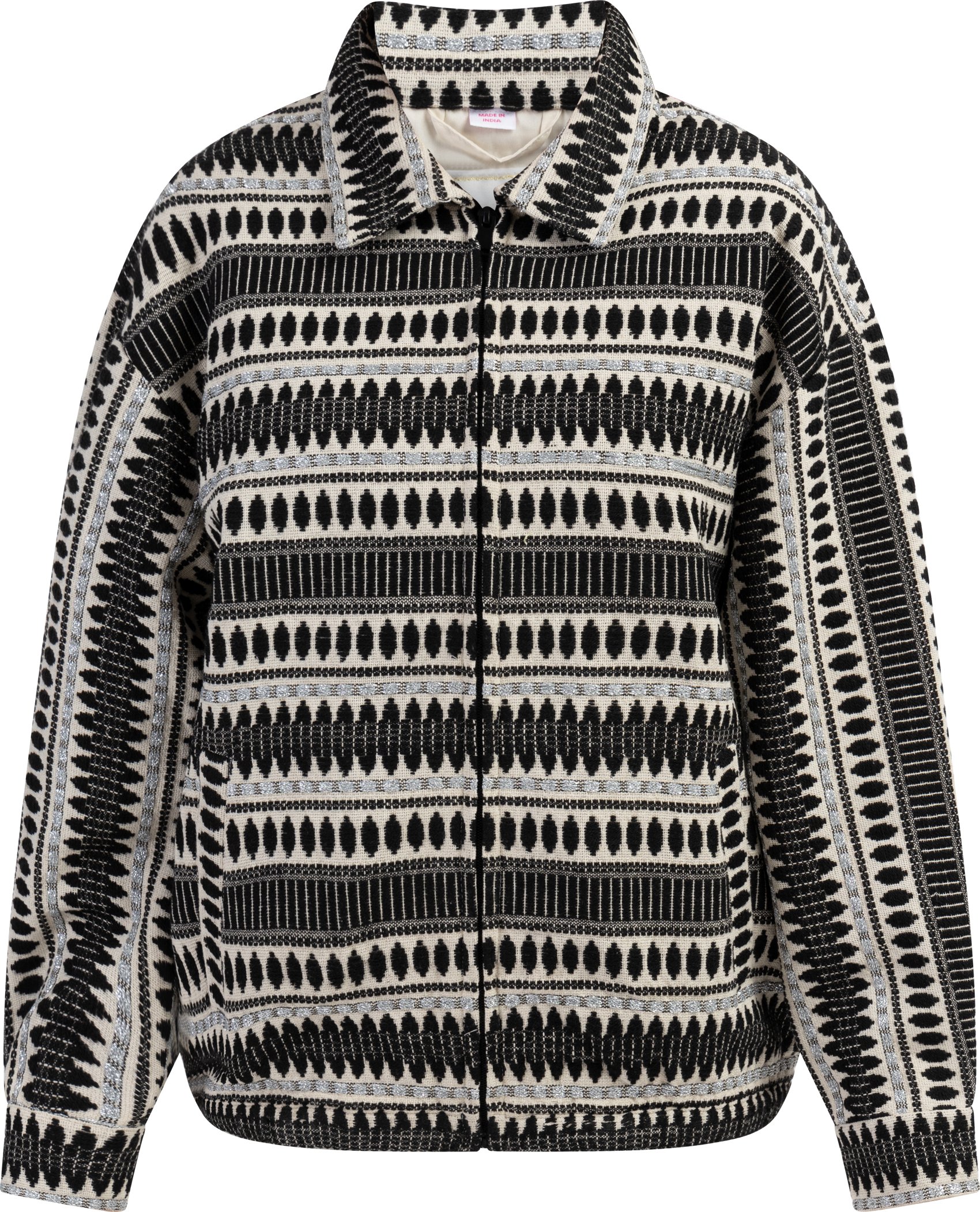 IZIA Oversize-Blouson Damen schwarz-wollweiß