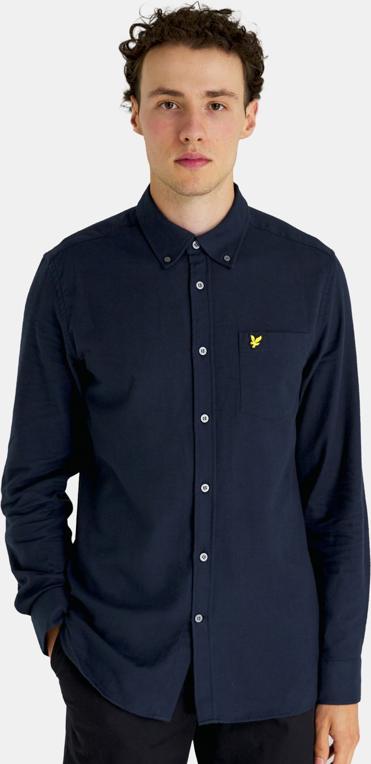 Thumbnail - Lyle & Scott Chemise en flanelle unie en bleu marine
