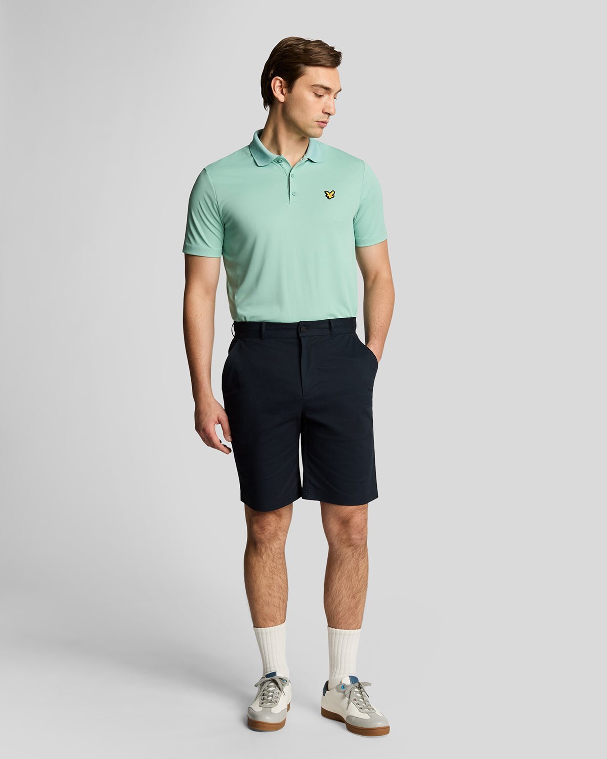 Thumbnail - Lyle & Scott Golf Course Stretch Chino-Shorts - Marineblau