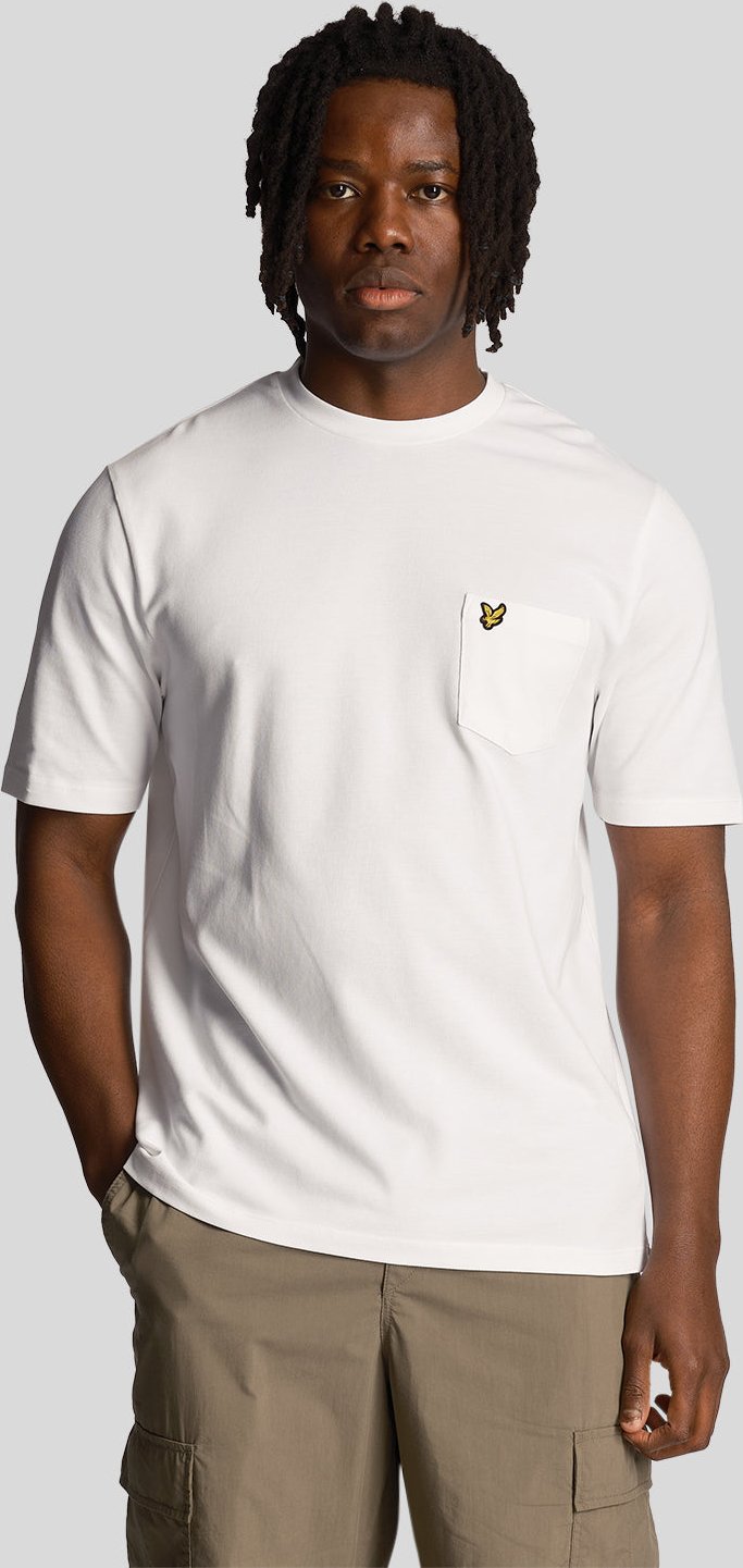 Lyle & Scott Herren-T-Shirt mit schlichtem Piqué und Tasche in Weiß