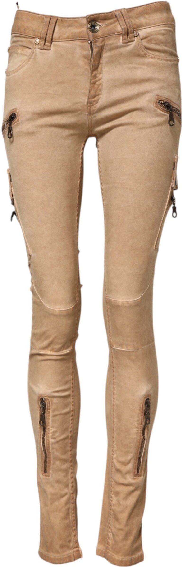 PLEIN SUD Braune Baumwoll-Mittelbund Skinny Denim Jeans