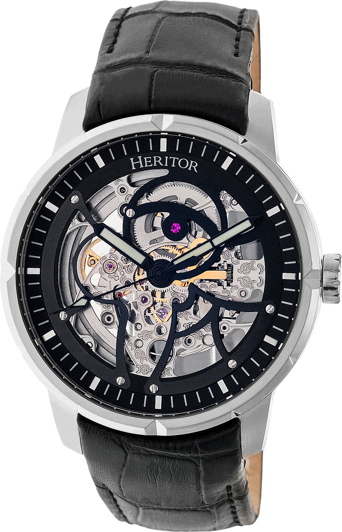 Heritor Automatikuhr Ryder Skelett mit Lederband