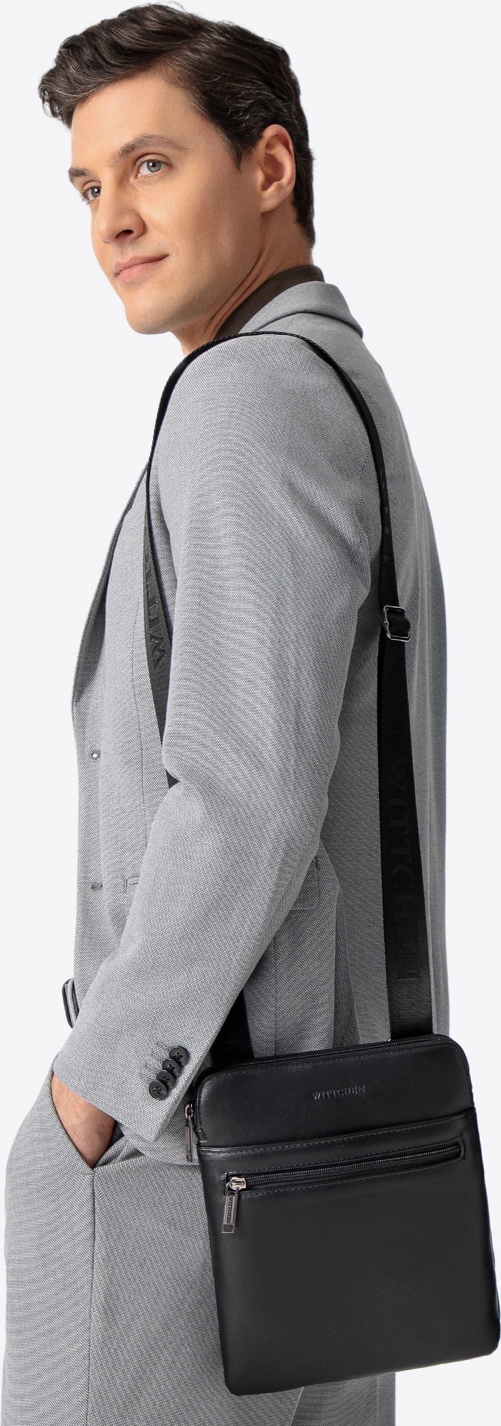 Wittchen Herren-Umhängetasche aus Kunstleder, Schwarz