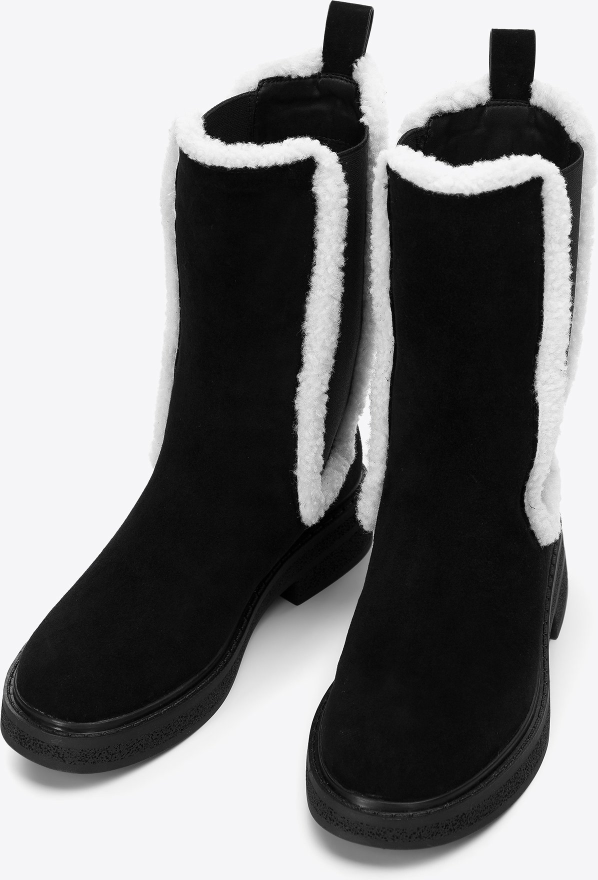 Wittchen Damen-Chelsea-Boots aus Wildleder mit Kunstfellbesatz, Schwarz