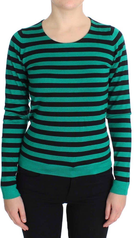 Gestreifter Strickpullover mit langen Ärmeln